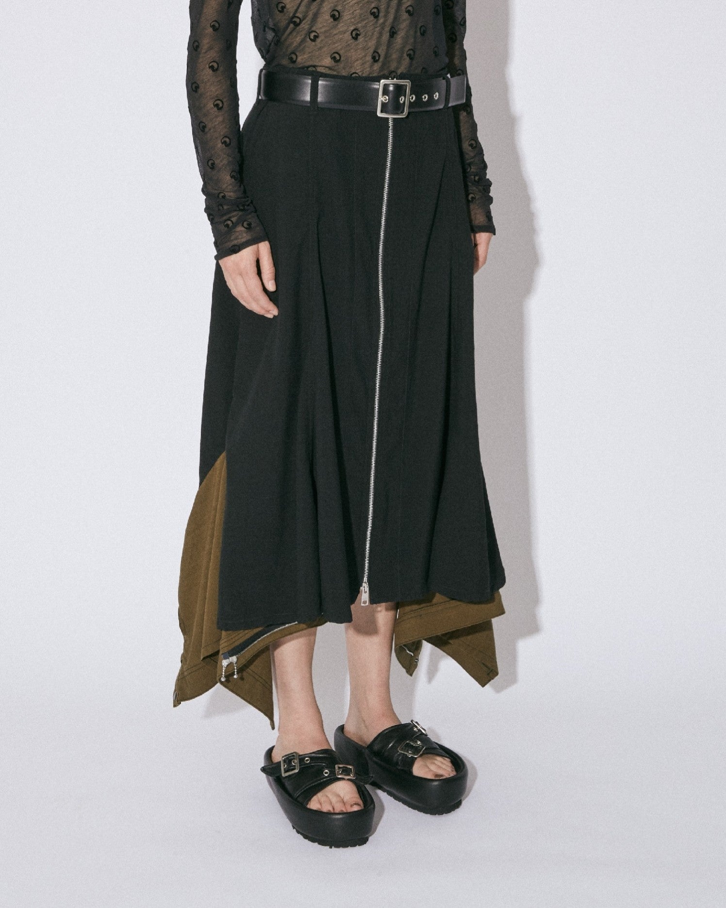 double-end tropical  wool flare skirt