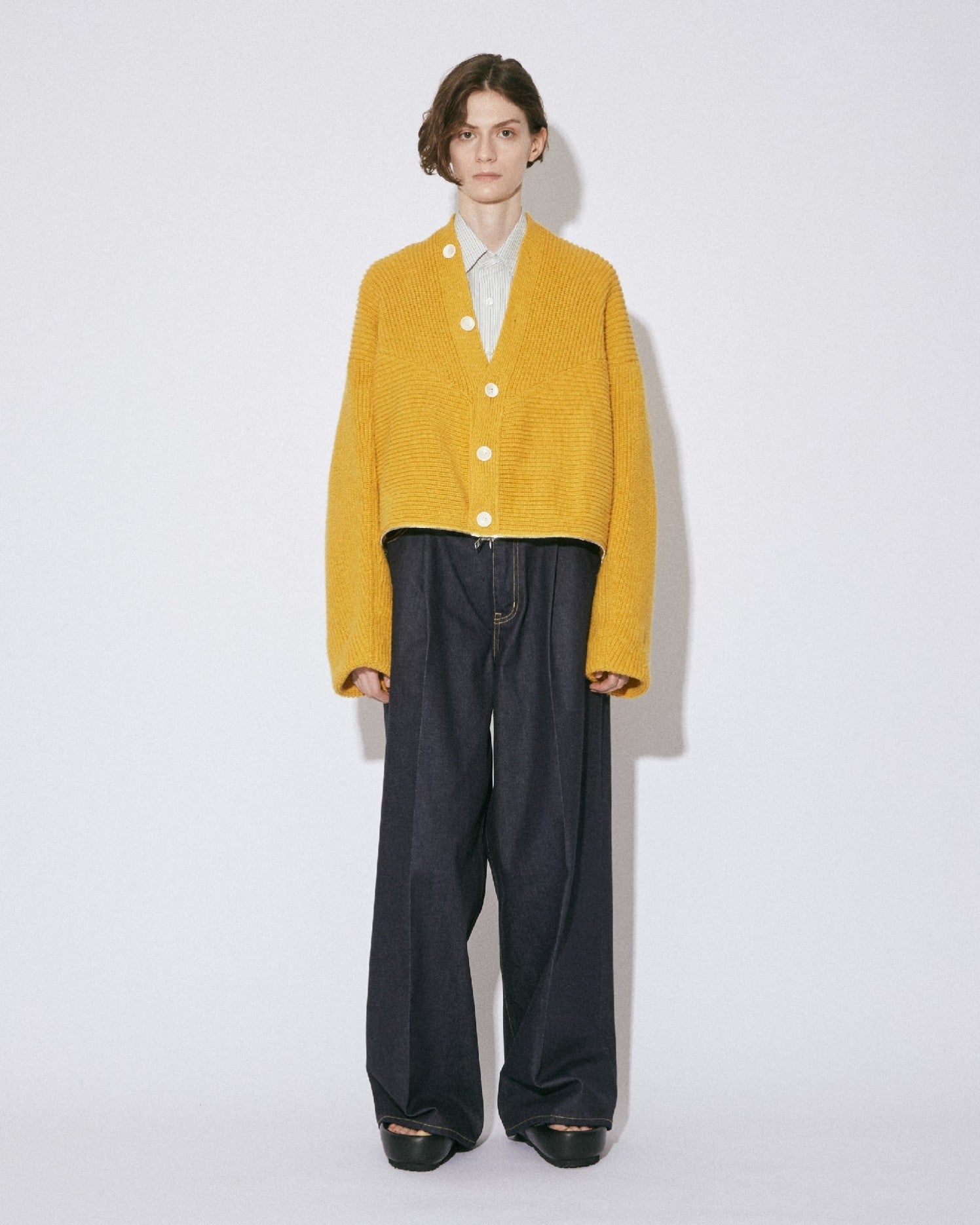 fluffed cotton double-end cardigan