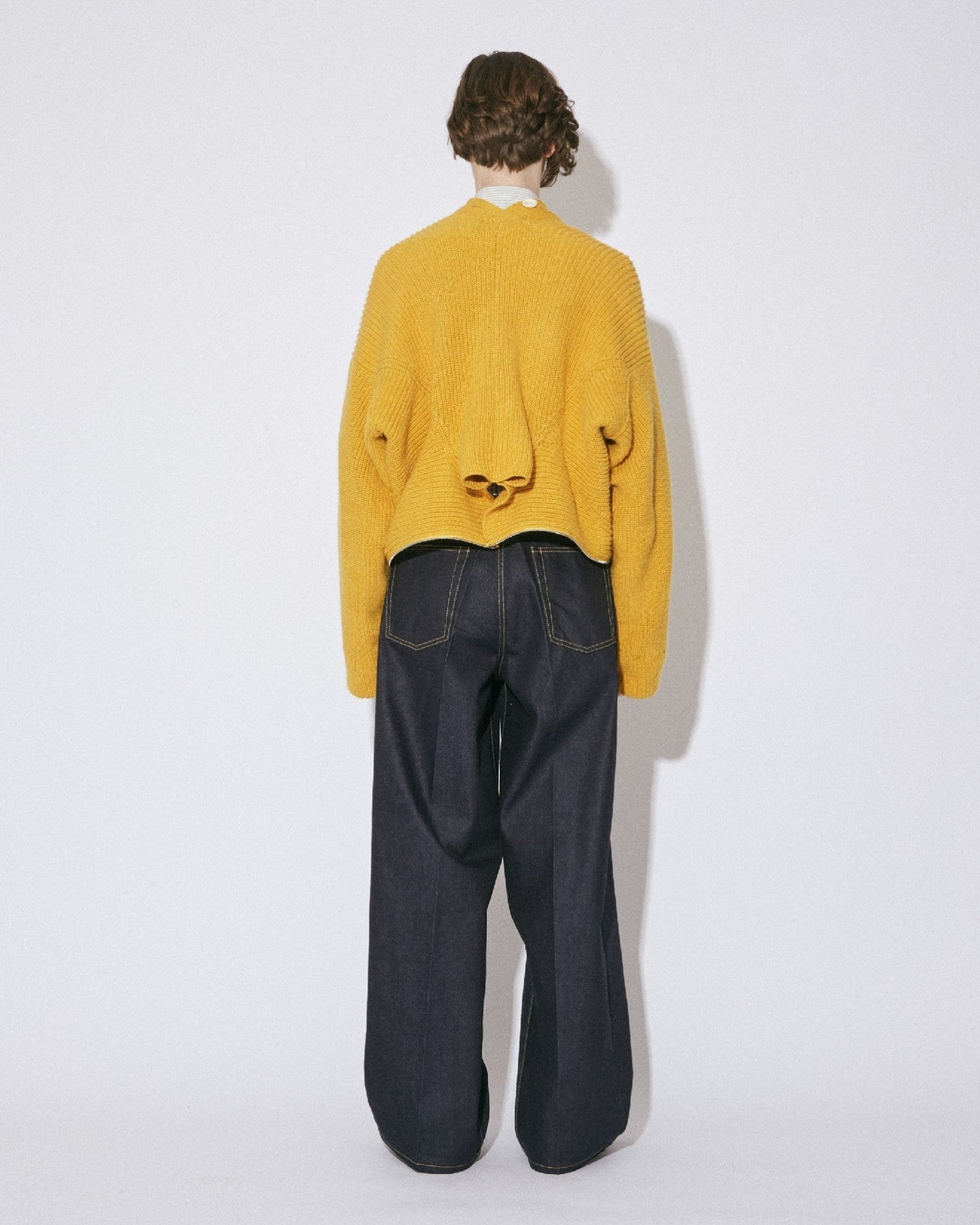 fluffed cotton double-end cardigan