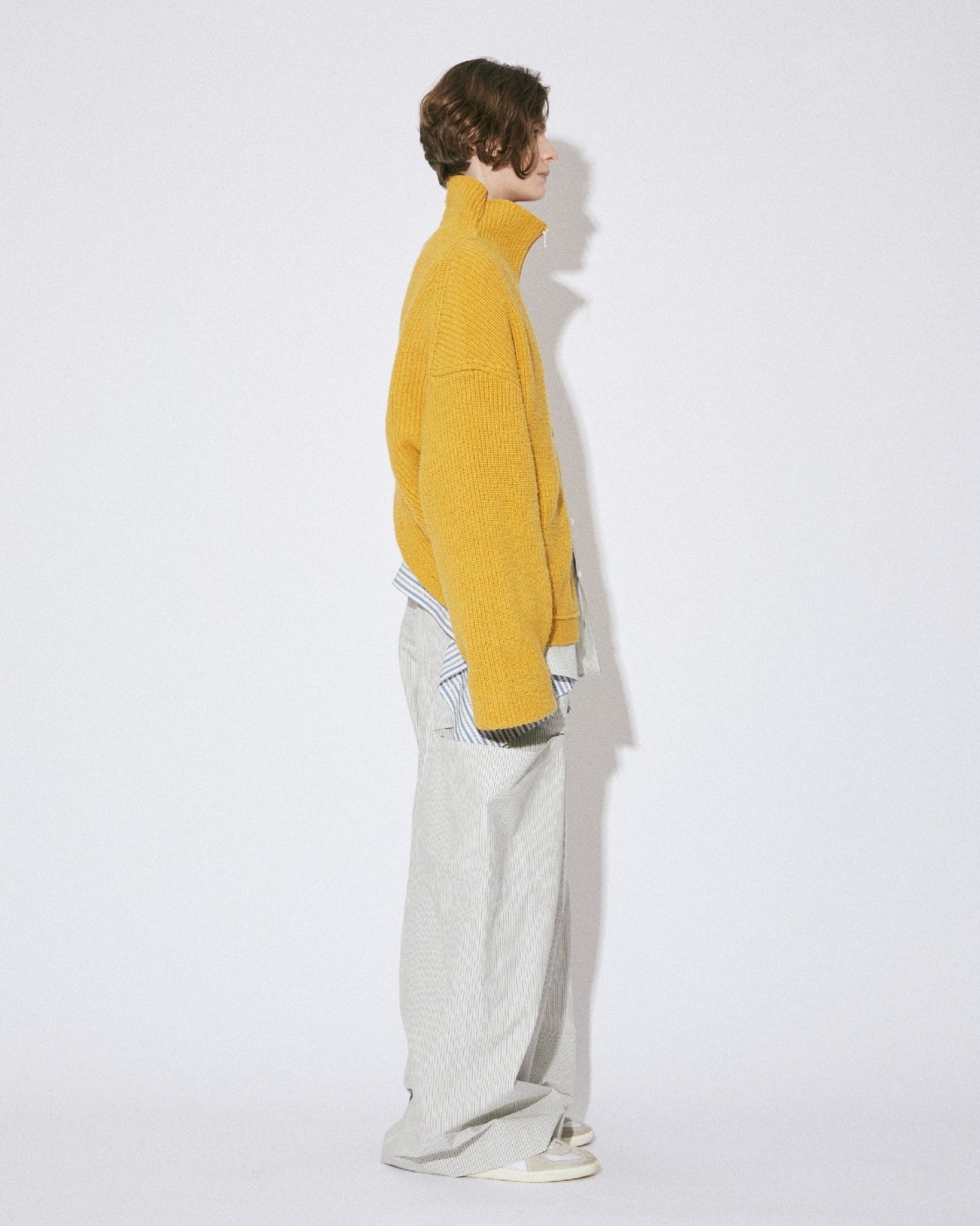 fluffed cotton double-end cardigan