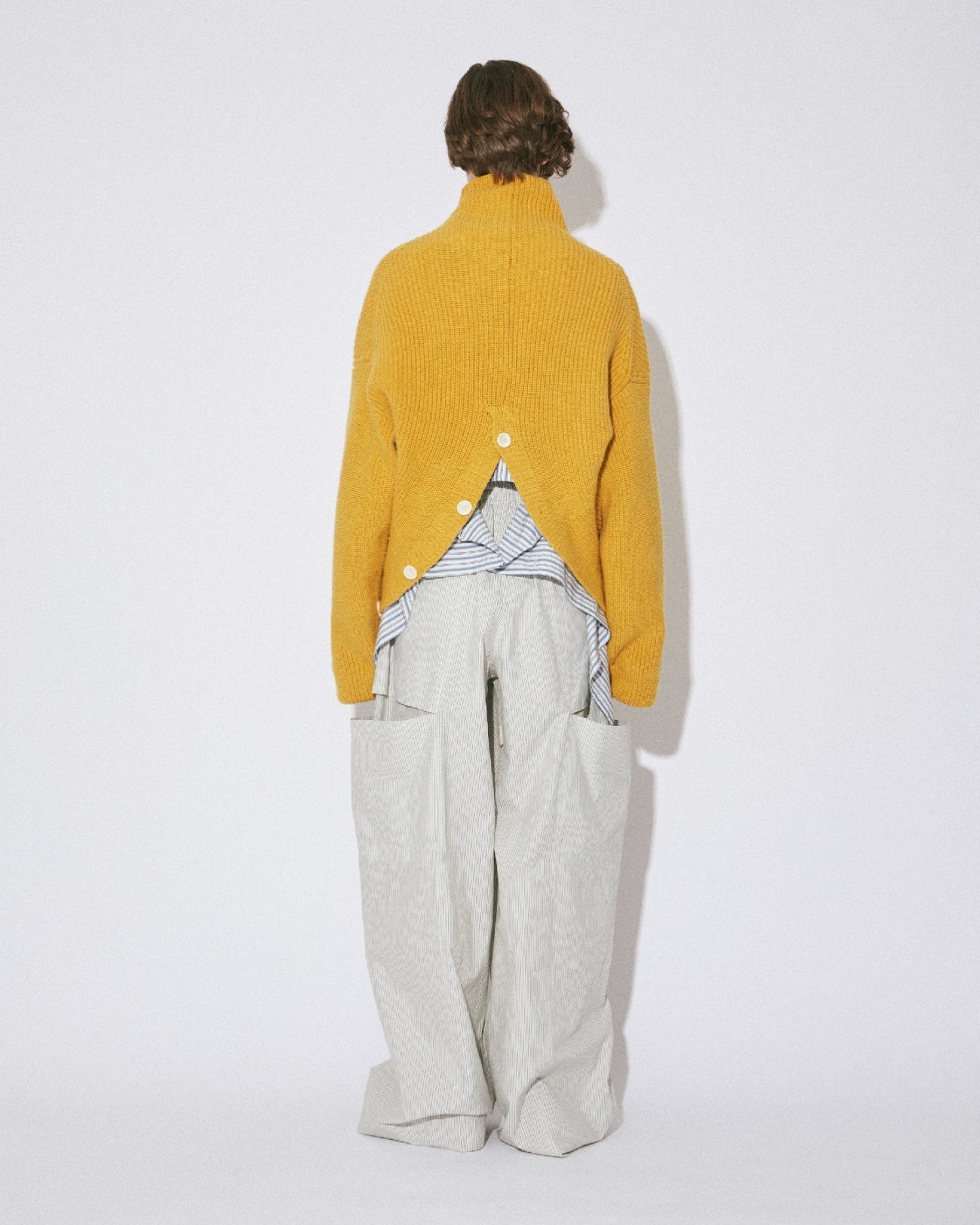 fluffed cotton double-end cardigan