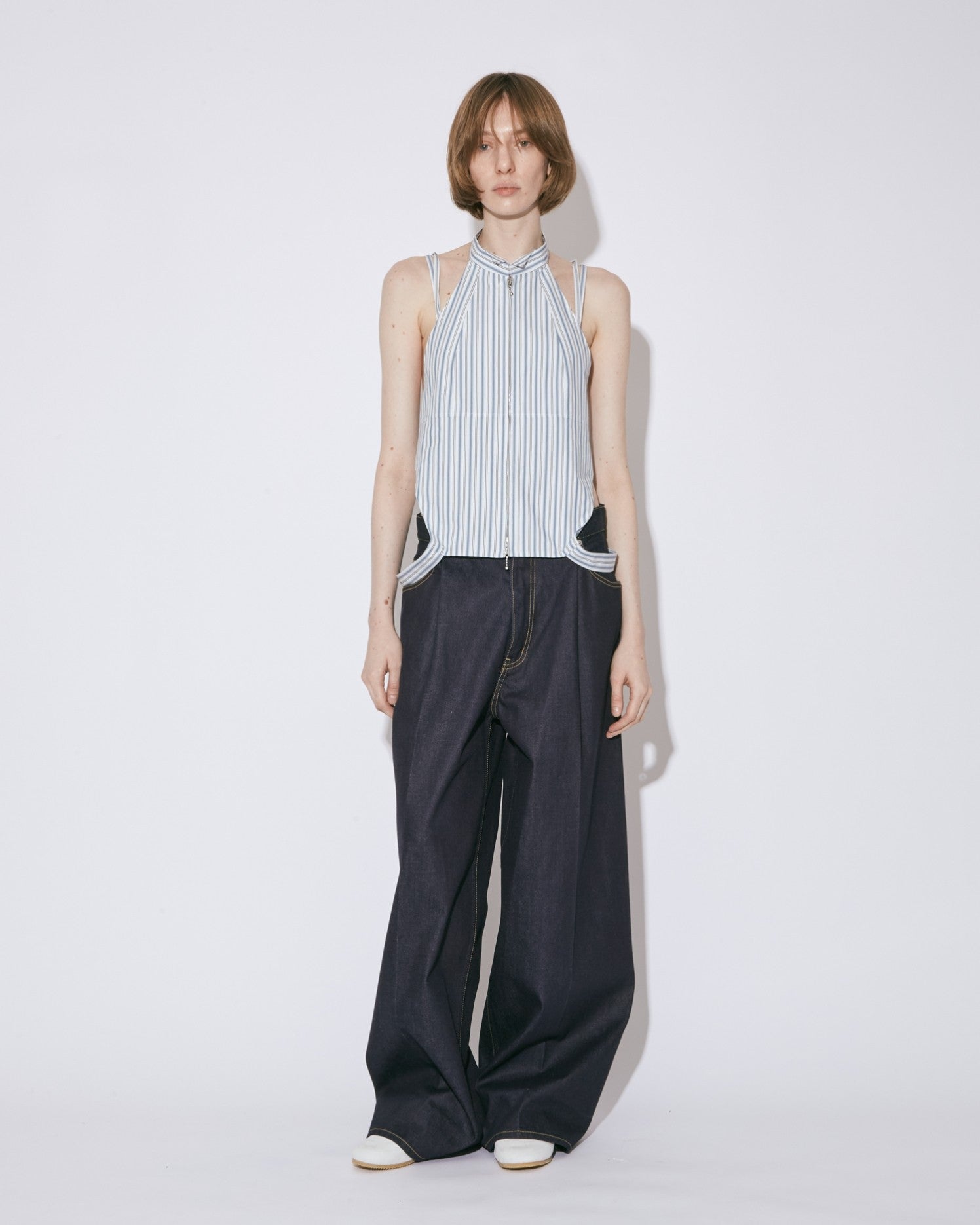 double-end finx stripe bustier top