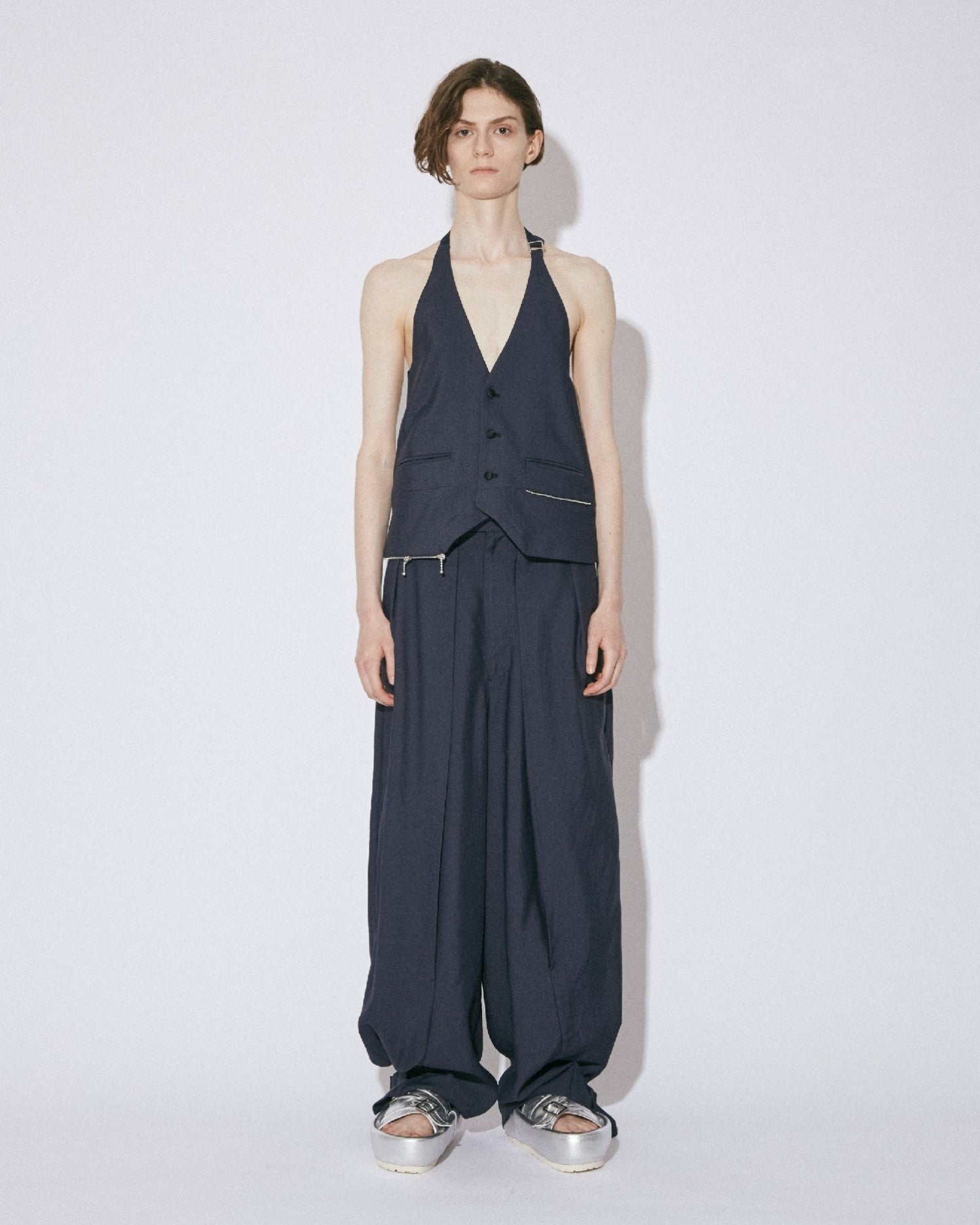 rayon doeskin  slit wide pants