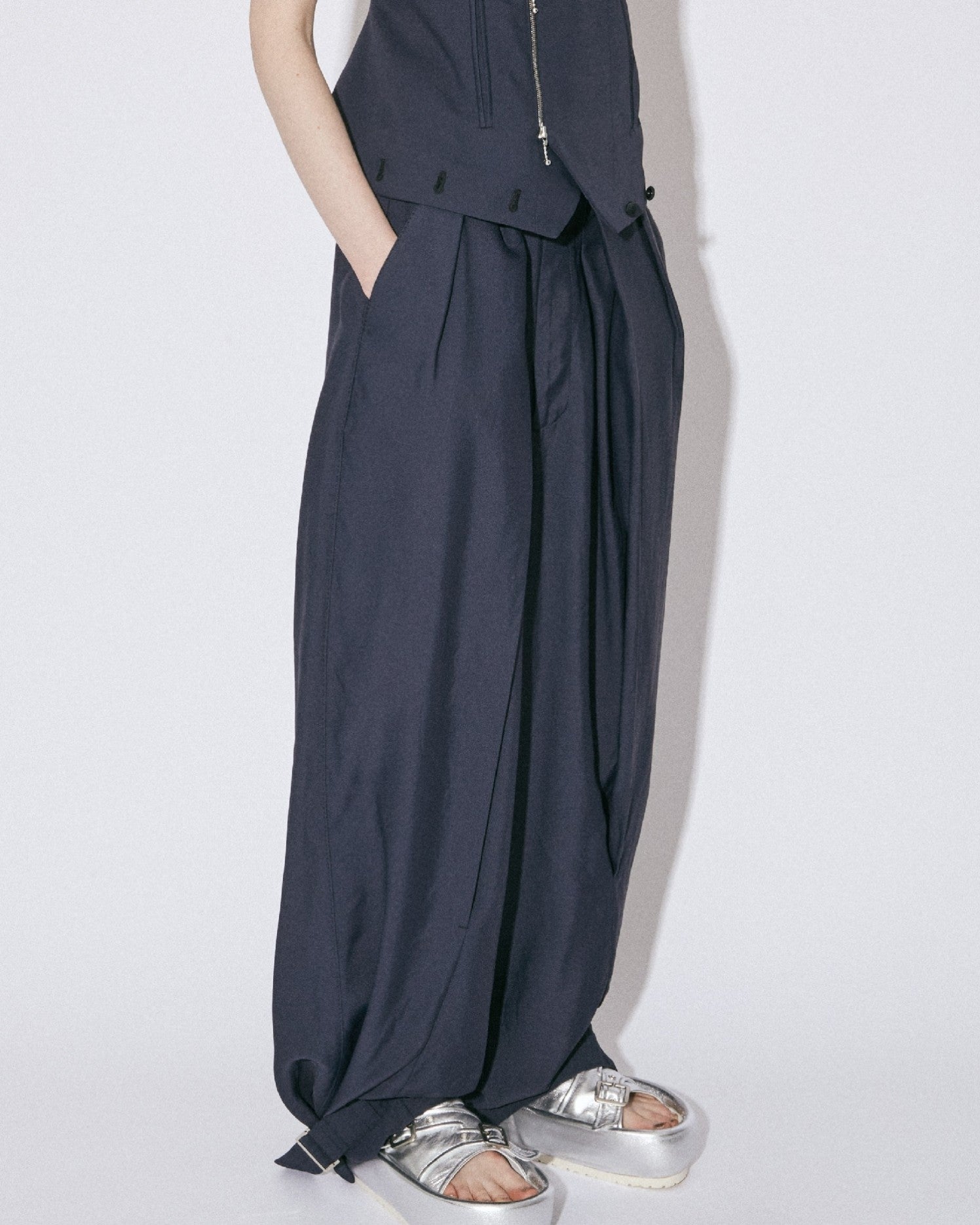 rayon doeskin  slit wide pants