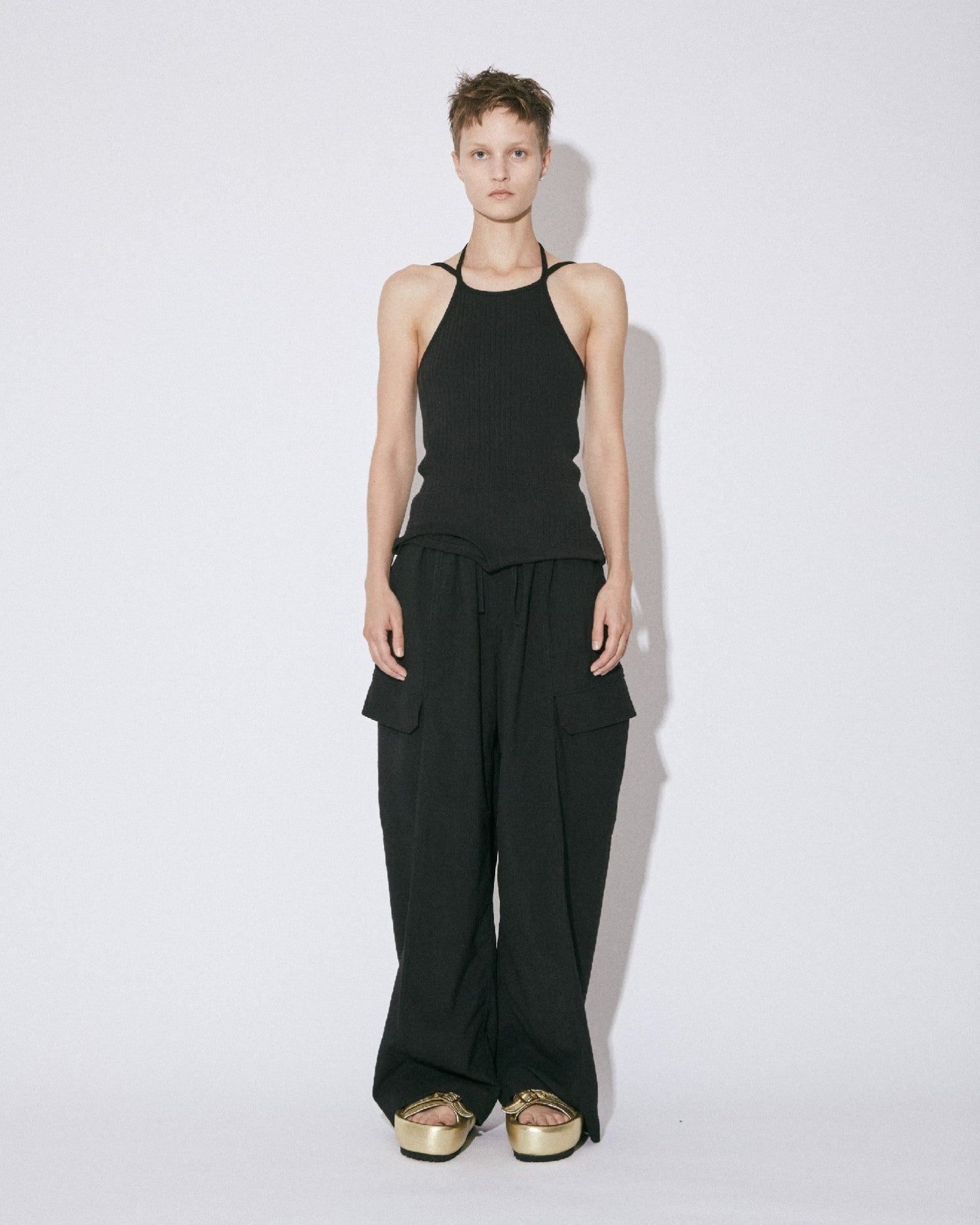 double-end remove needle rib tank top
