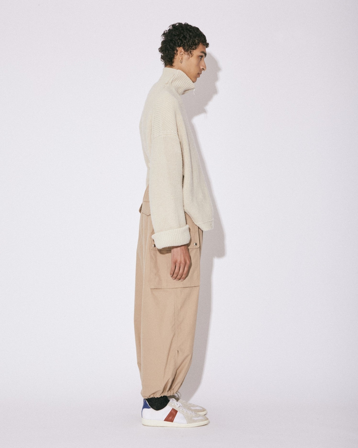 fluffed cotton double-end cardigan