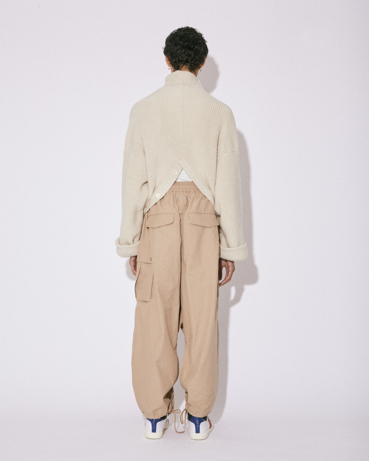 fluffed cotton double-end cardigan