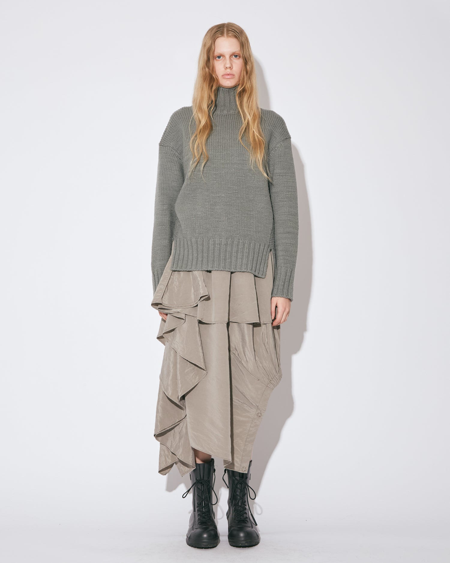 tropical wool mohair side tuck wide pants – beautiful people