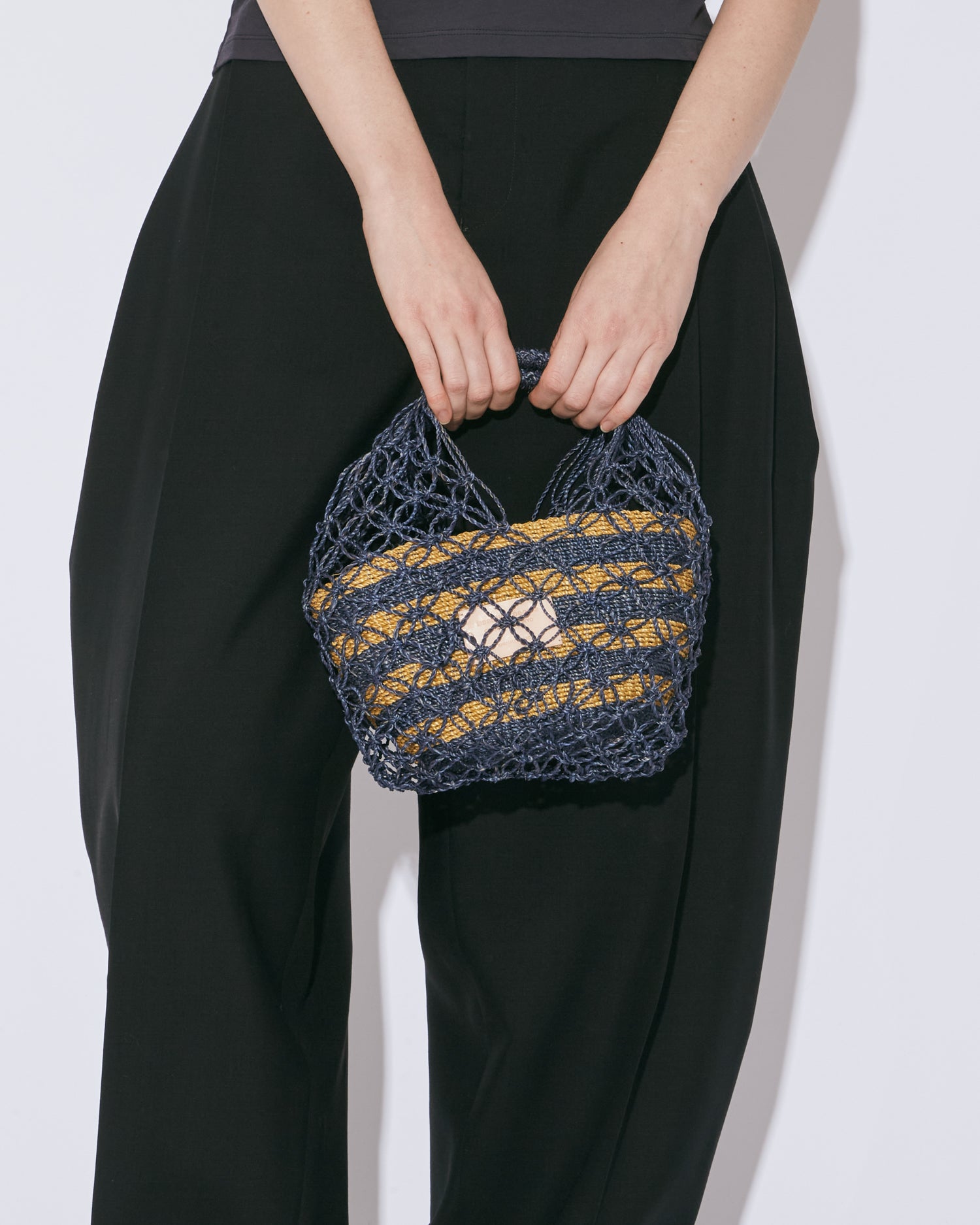 アバカ　バンブーバッグ　M+abaca 花繋ぎ　夏単衣　6464 アバカ バンブーバッグ M+abaca 花繋ぎ 夏単衣 6464