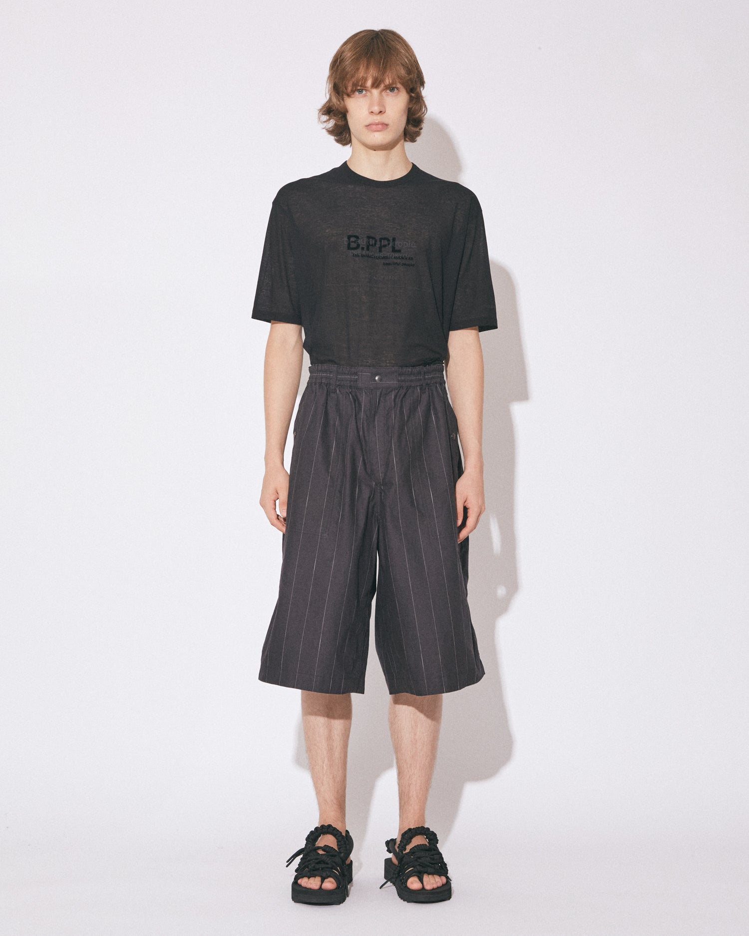 tropical wool mohair side tuck wide pants – beautiful people