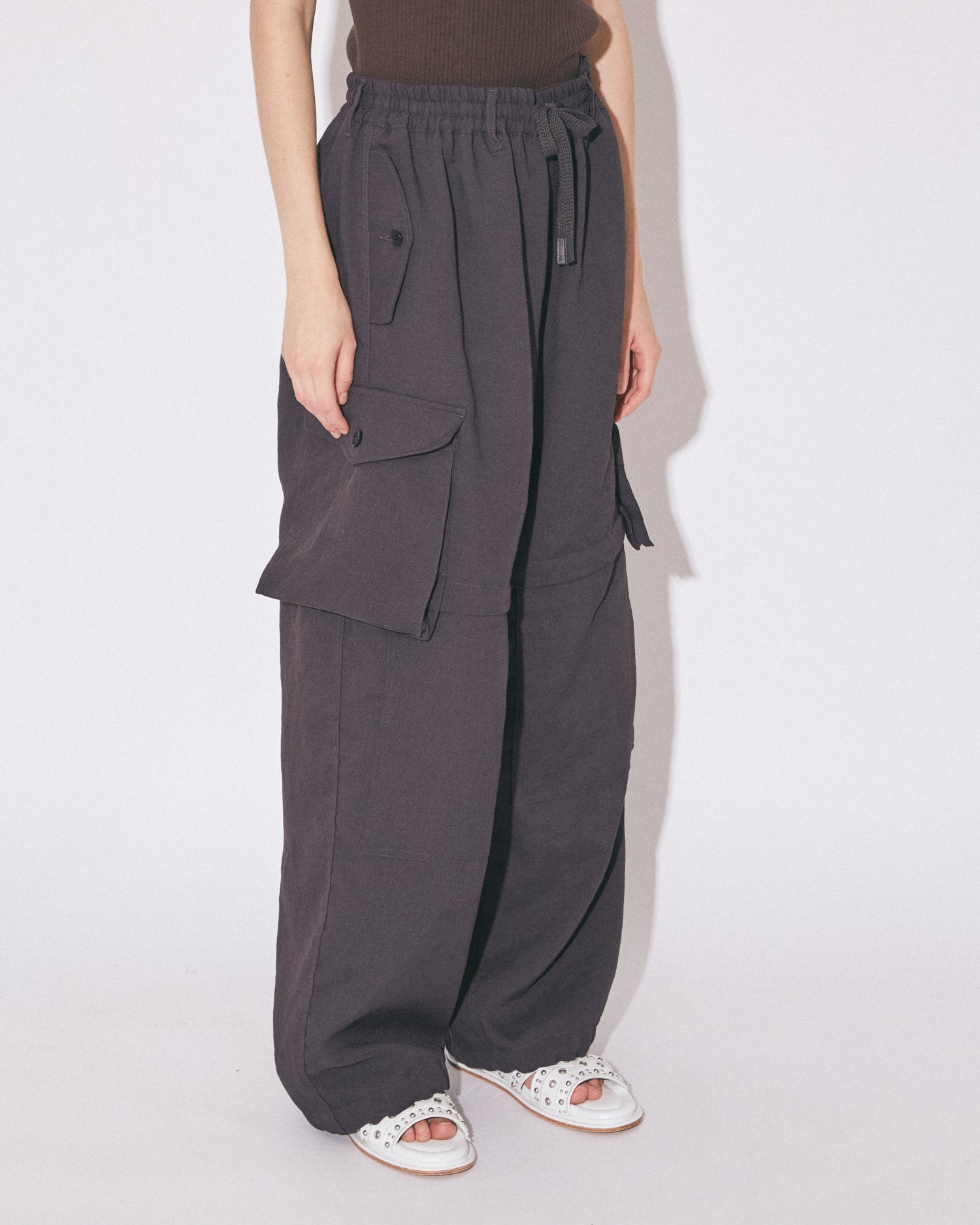 tropical wool mohair side tuck wide pants – beautiful people