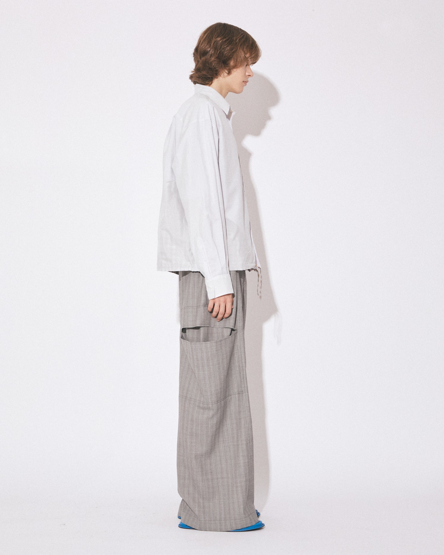 tropical wool mohair side tuck wide pants – beautiful people