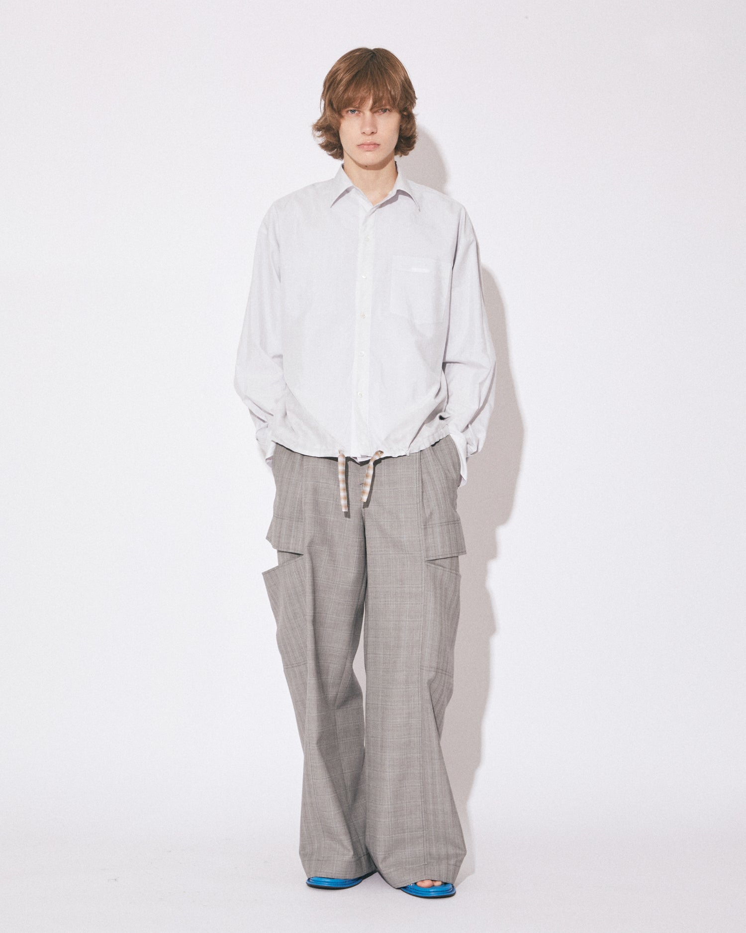 tropical wool mohair side tuck wide pants – beautiful people