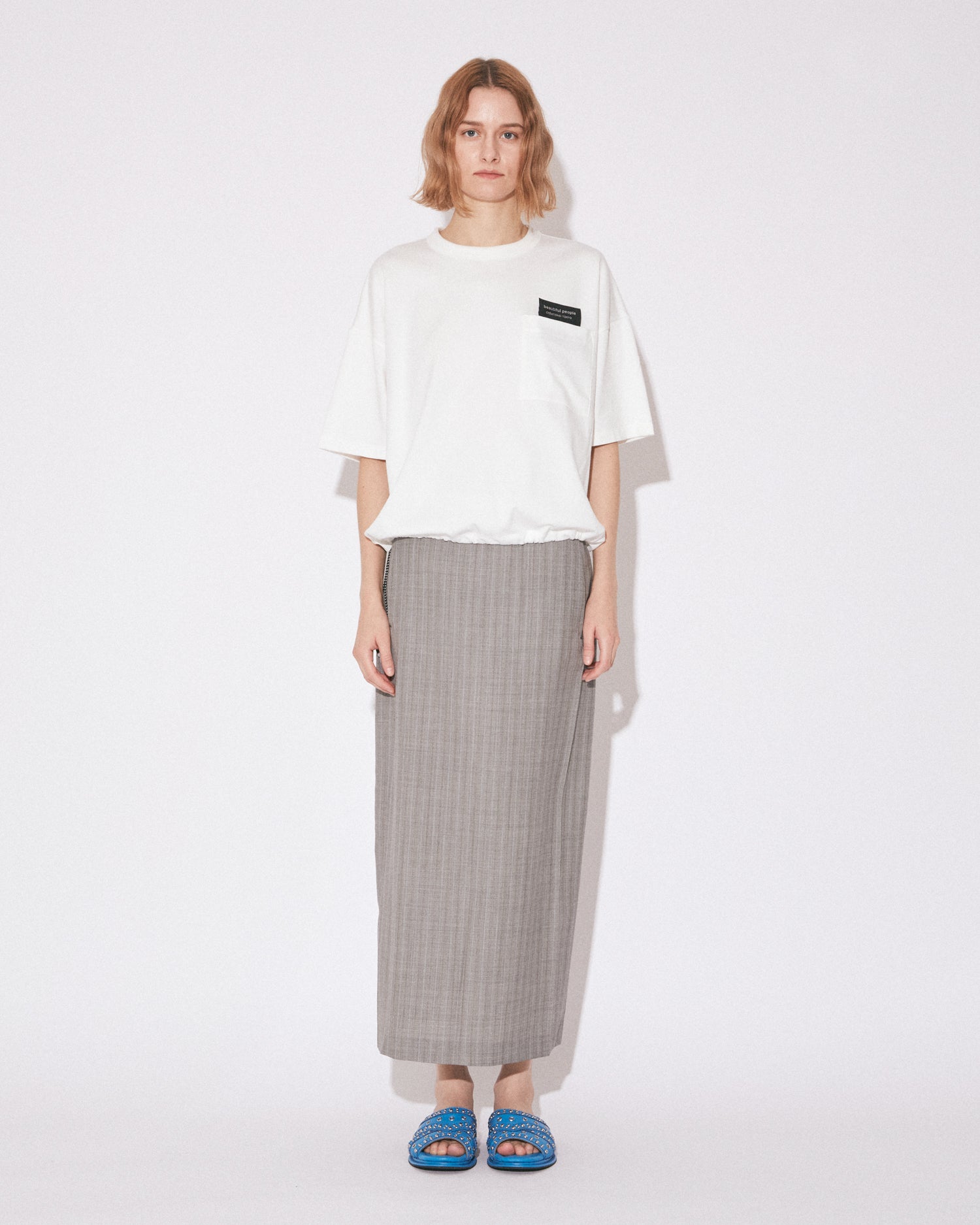 tropical wool mohair side tuck wide pants – beautiful people