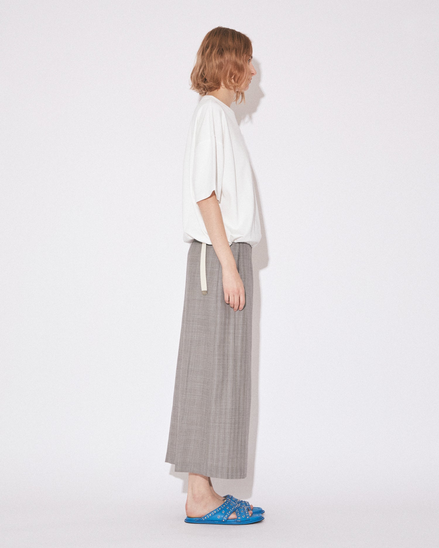 tropical wool mohair side tuck wide pants – beautiful people