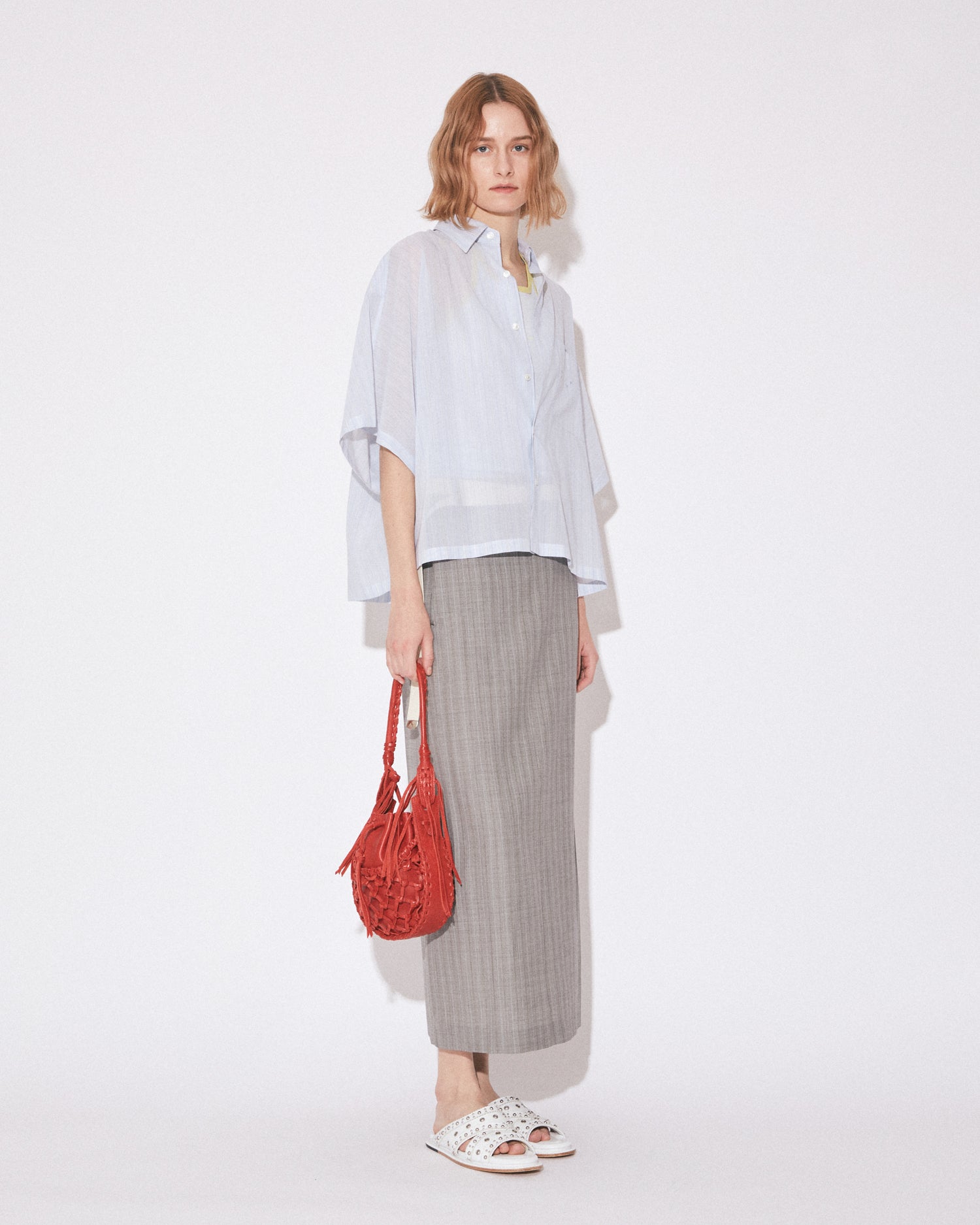 tropical wool mohair side tuck wide pants – beautiful people