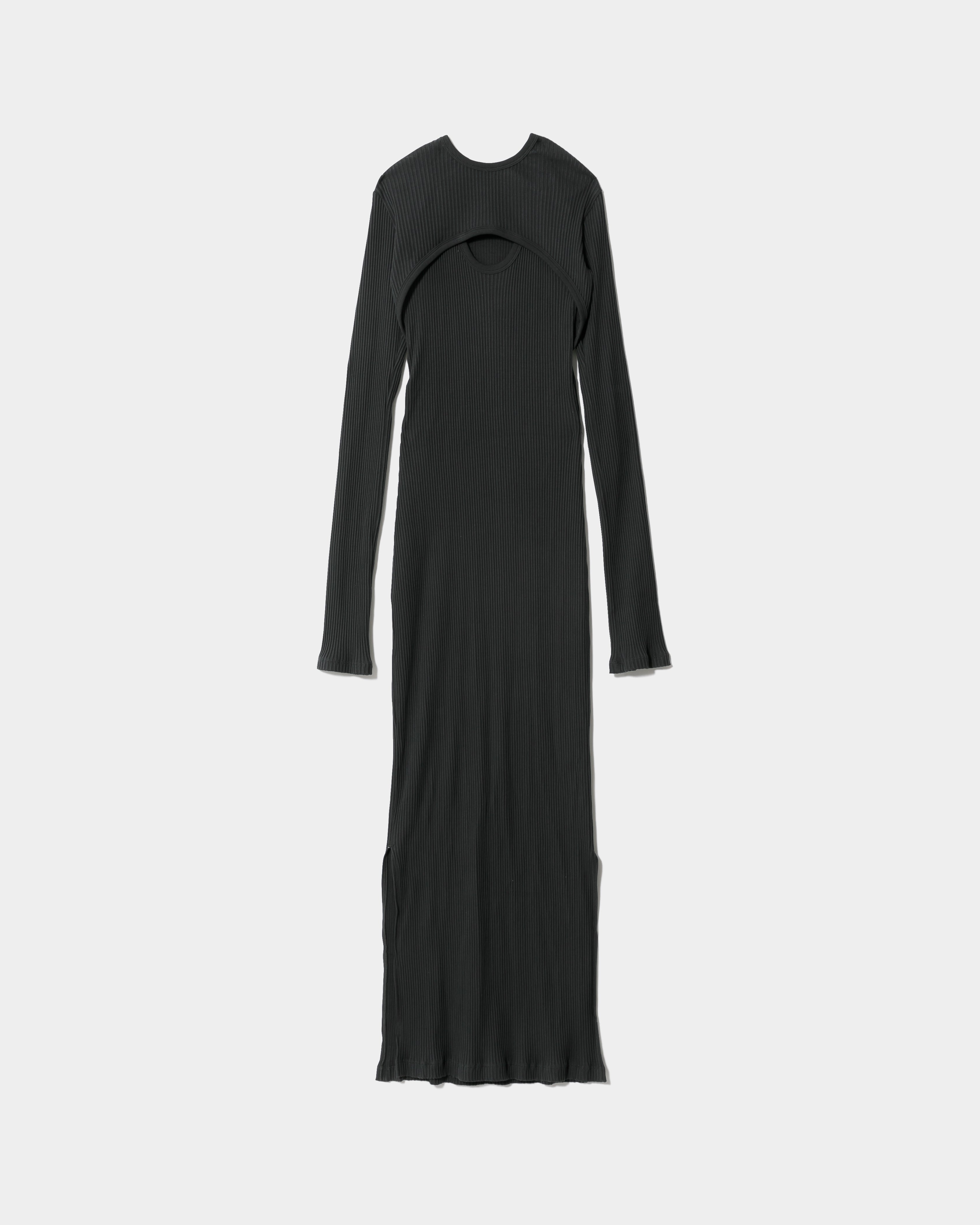 Wellness Open Back Rib Long Dress チャコールS Yconnect rasogiza rib long dress – beautiful people online store