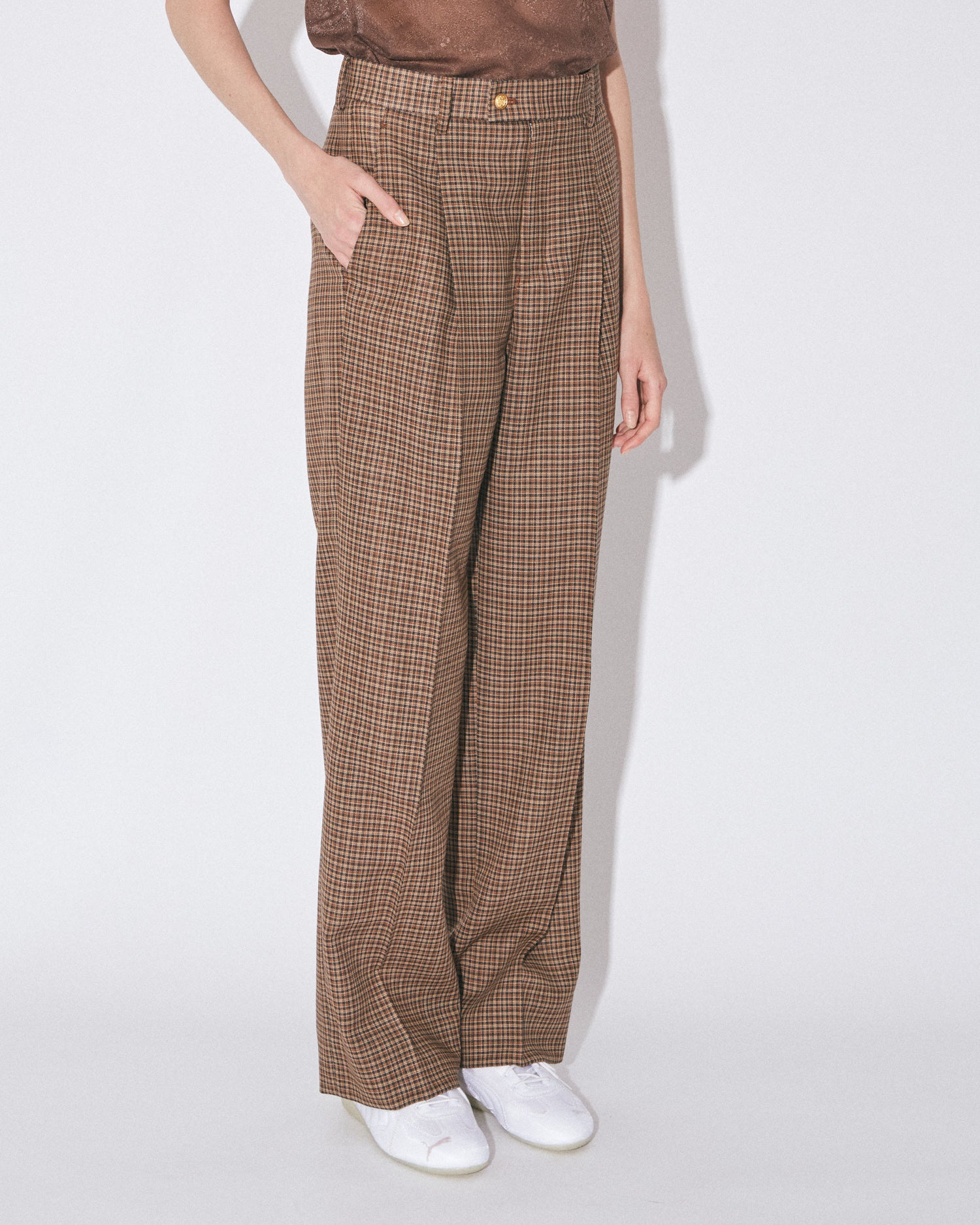 tropical wool mohair side tuck wide pants – beautiful people