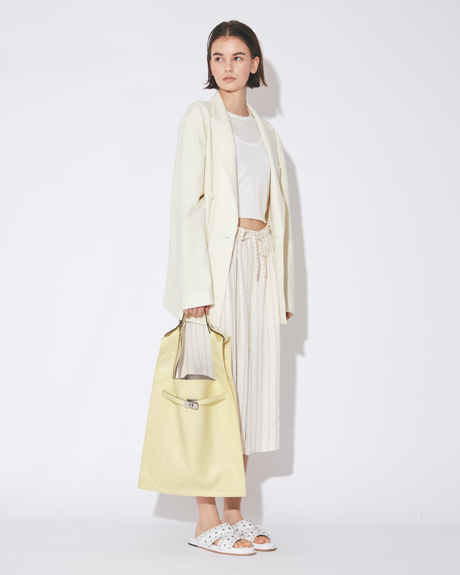 WHITE【beautifulpeople】busket bag S Monogramme Small Leather