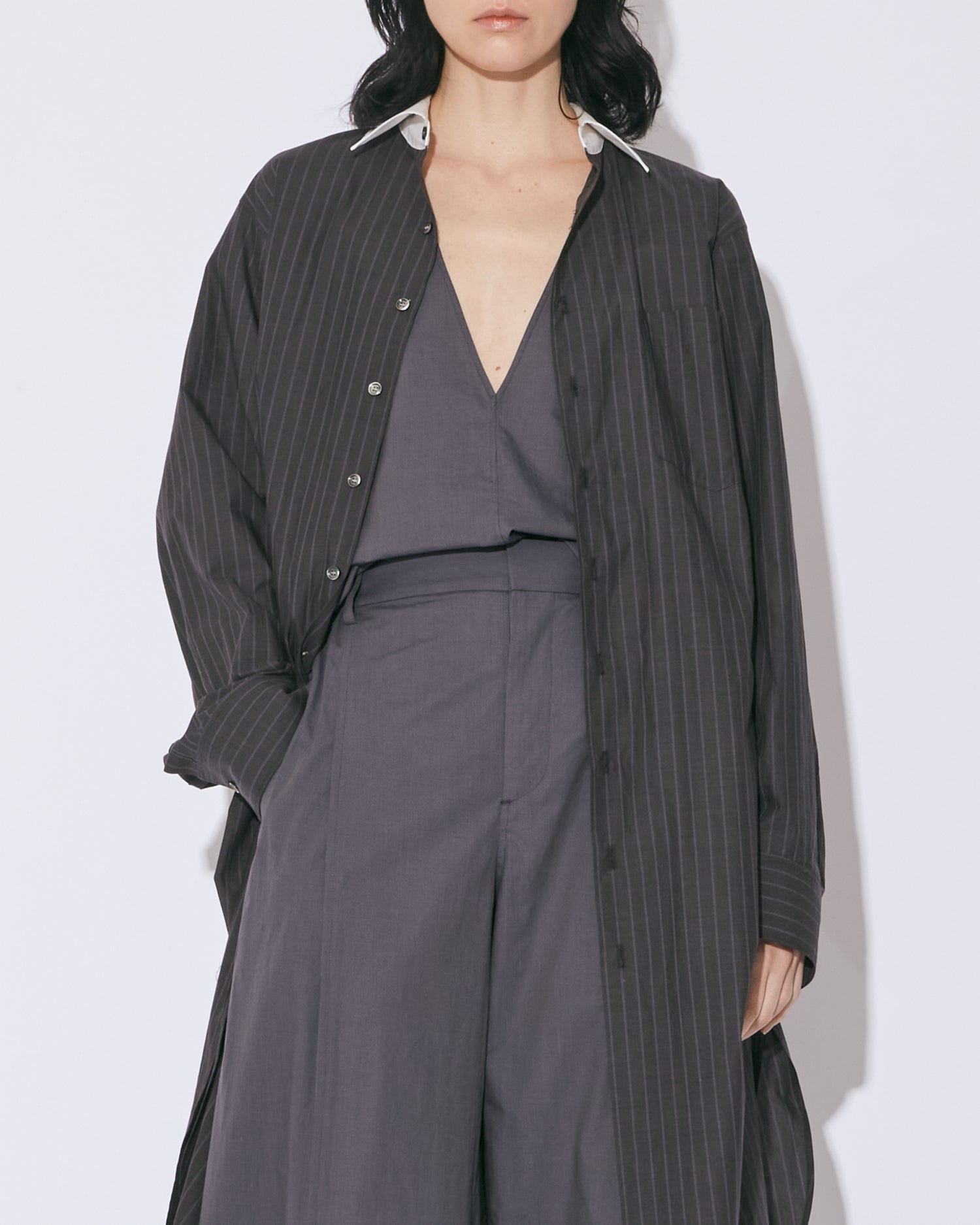 double-front cotton suiting shirt dress – beautiful people