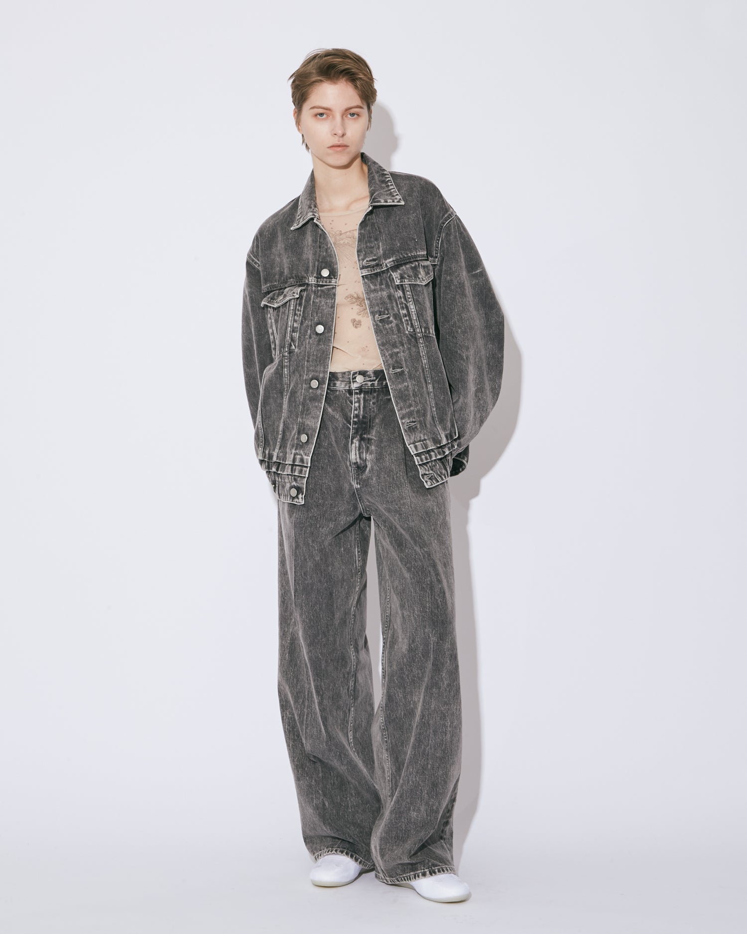 tropical wool mohair side tuck wide pants – beautiful people
