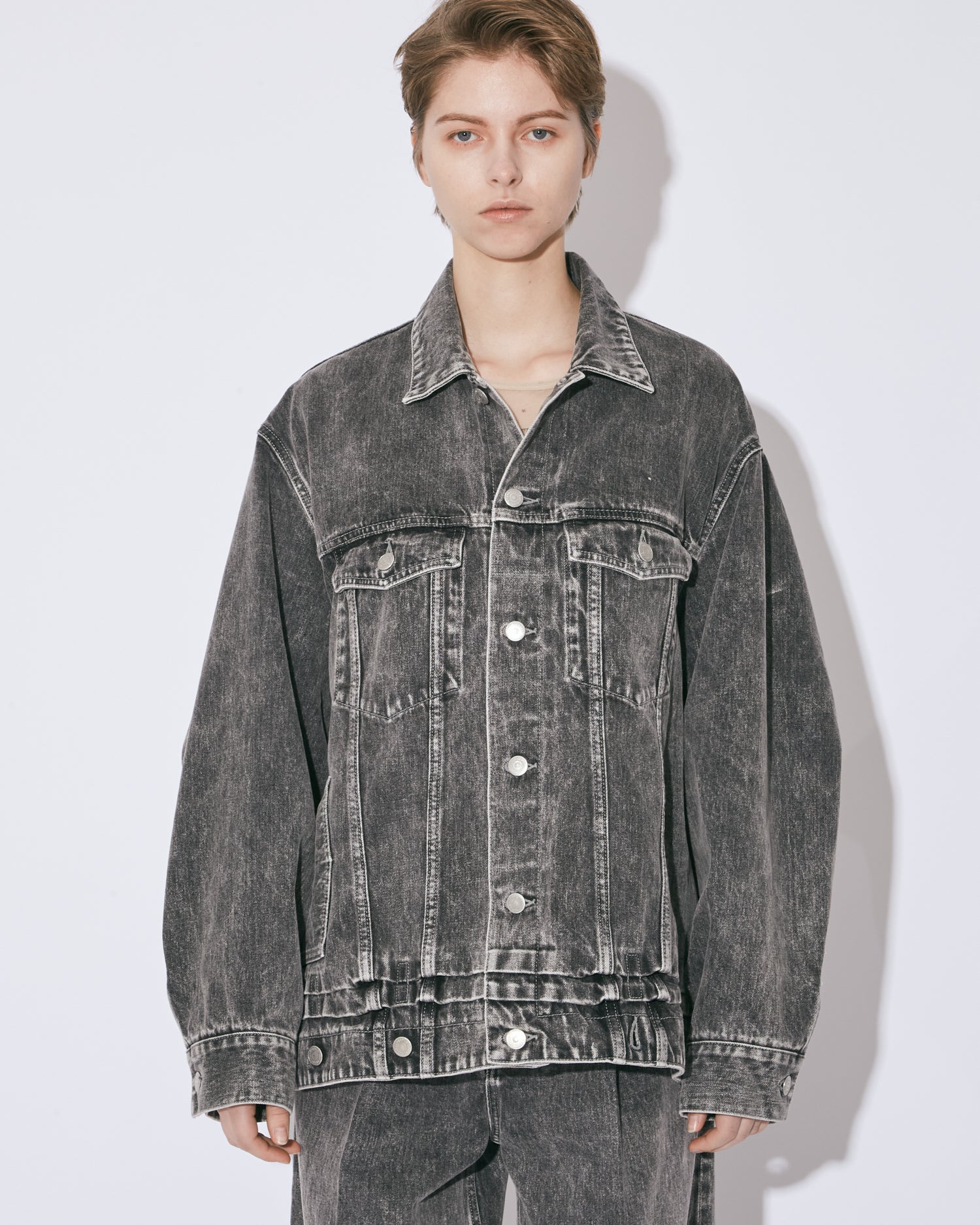 double-end selvedge denim blouson blk bleach – beautiful