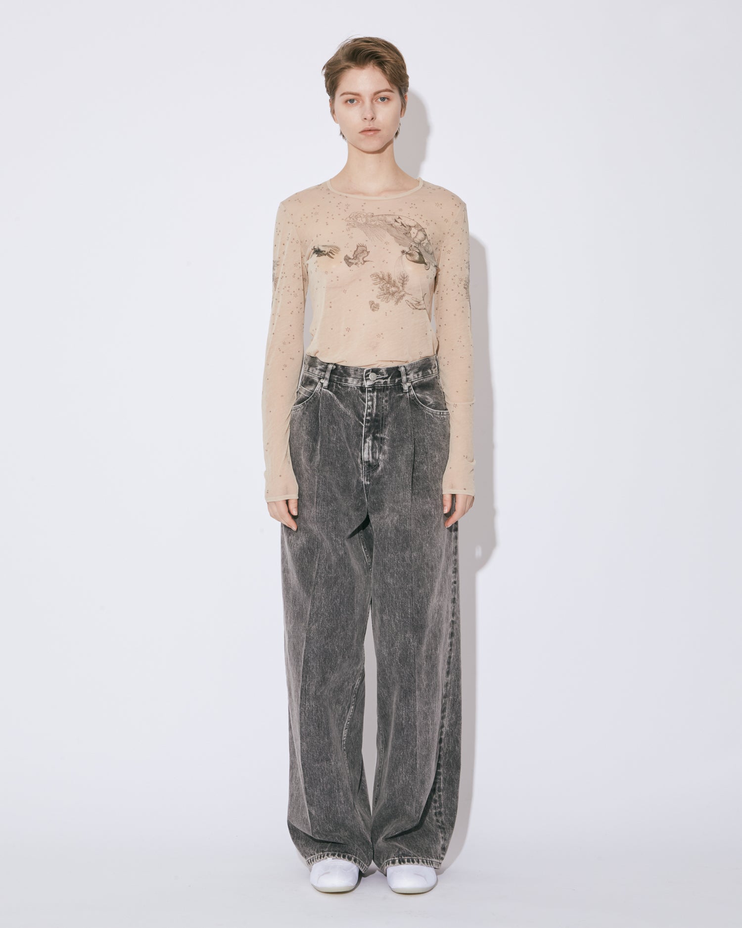 tropical wool mohair side tuck wide pants – beautiful people