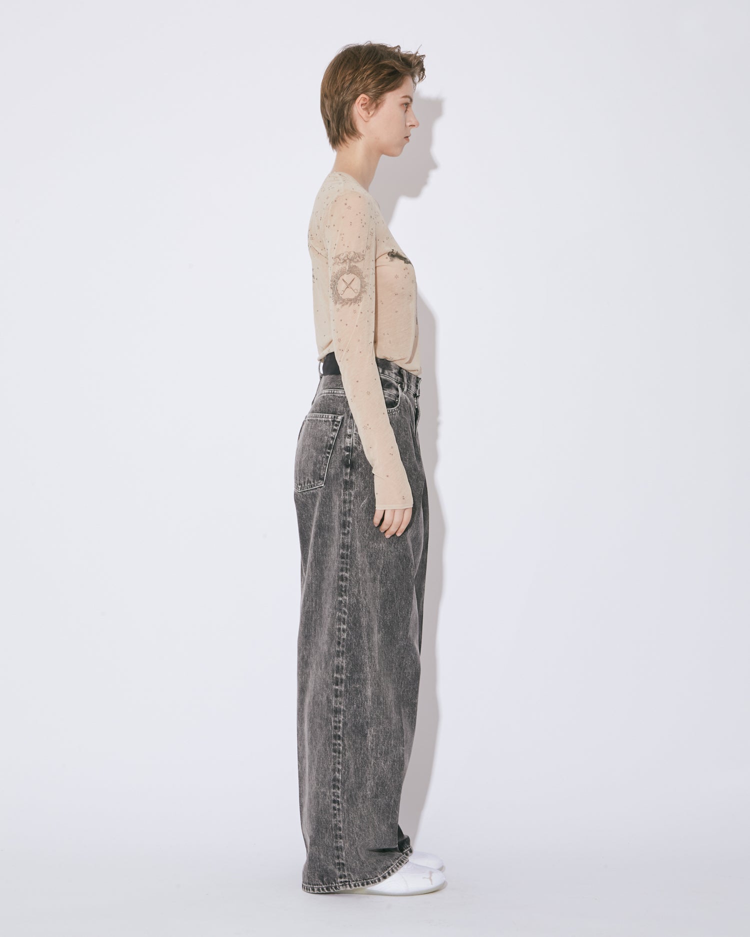 tropical wool mohair side tuck wide pants – beautiful people