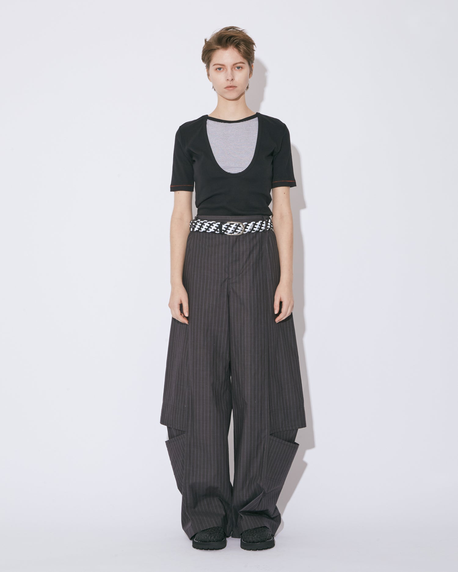 tropical wool mohair side tuck wide pants – beautiful people