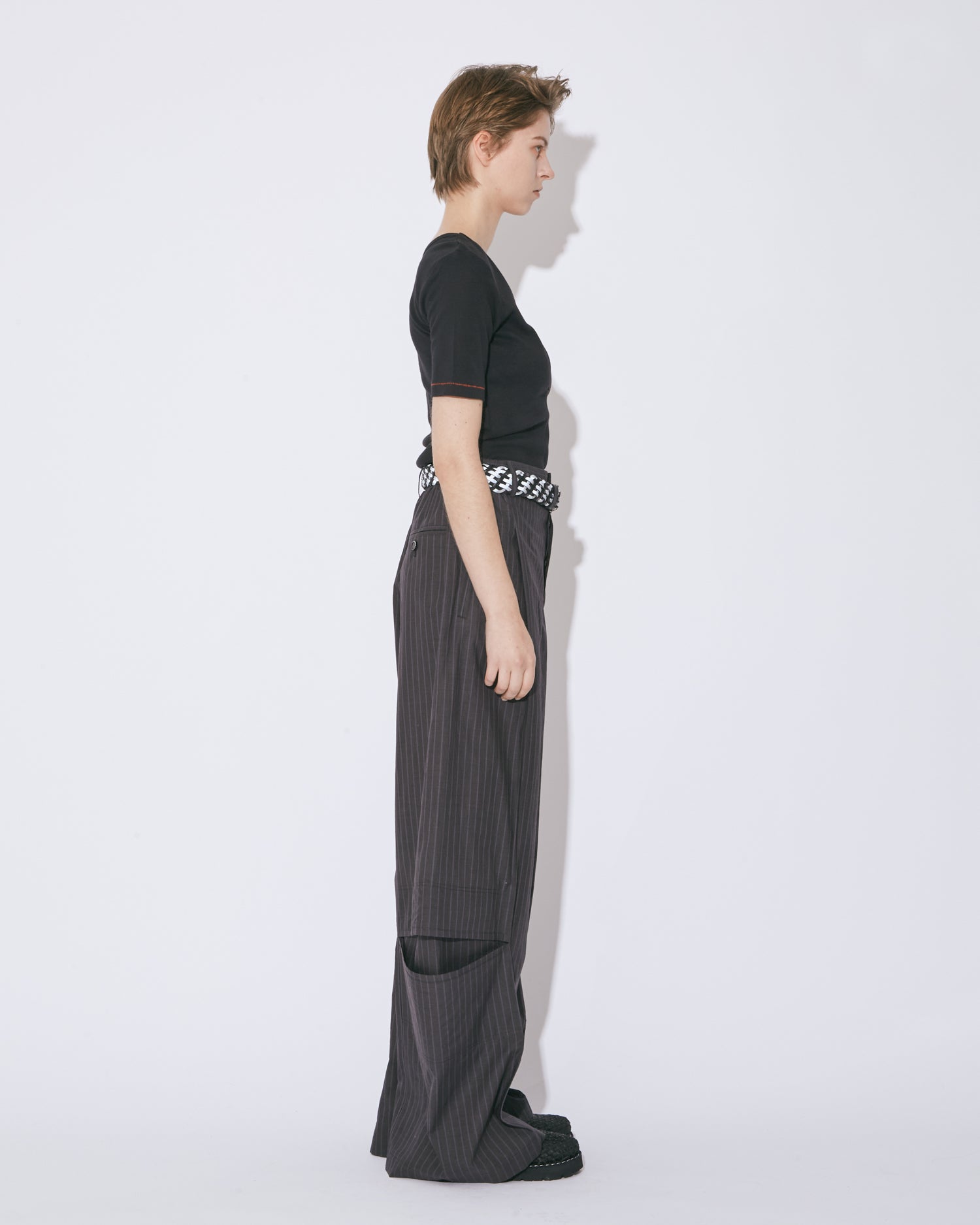 tropical wool mohair side tuck wide pants – beautiful people