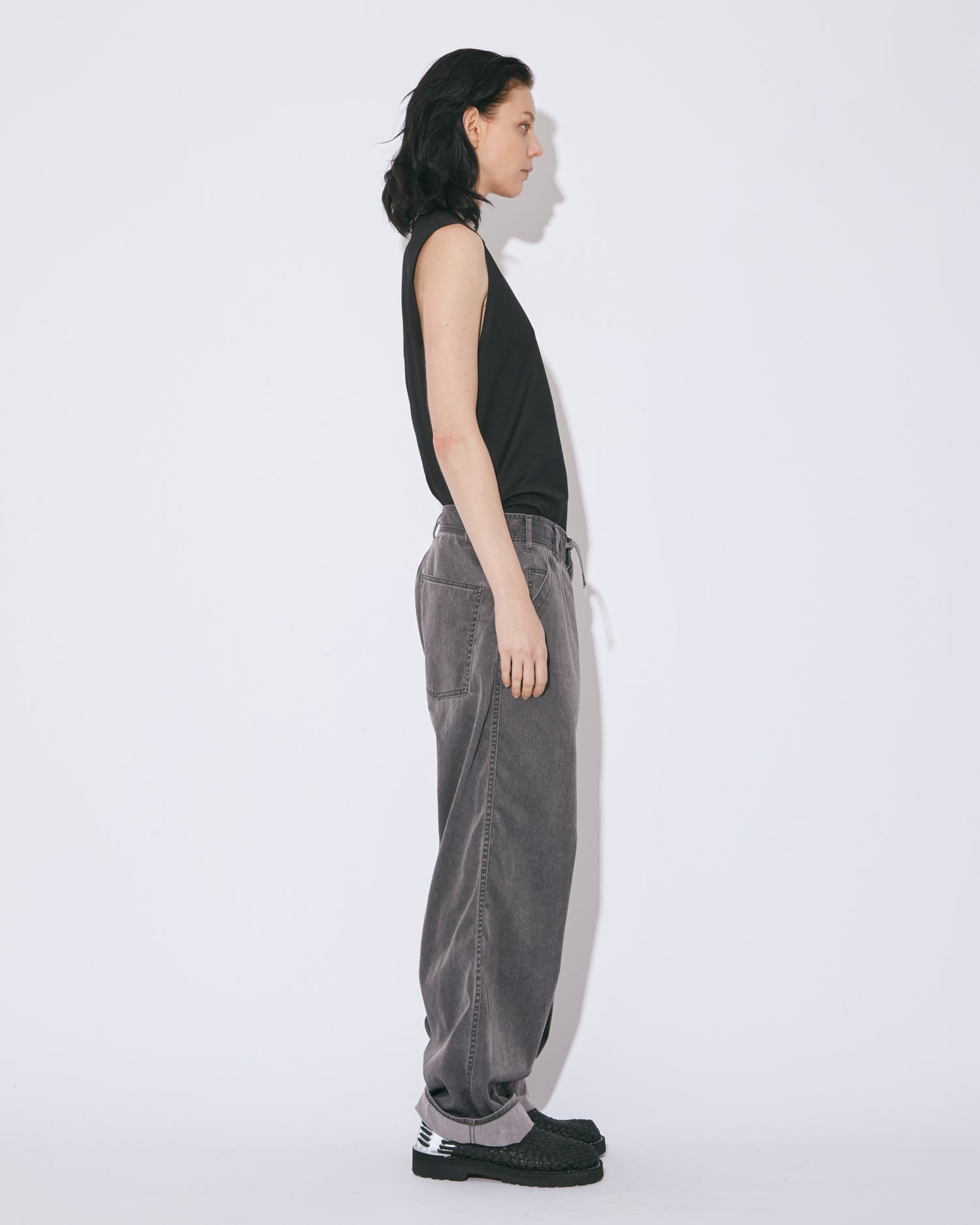 beautiful people パンツ（その他） グレー 0240825M0061 センタースリットワッフルフレアパンツ（グレージュ） | COPINE