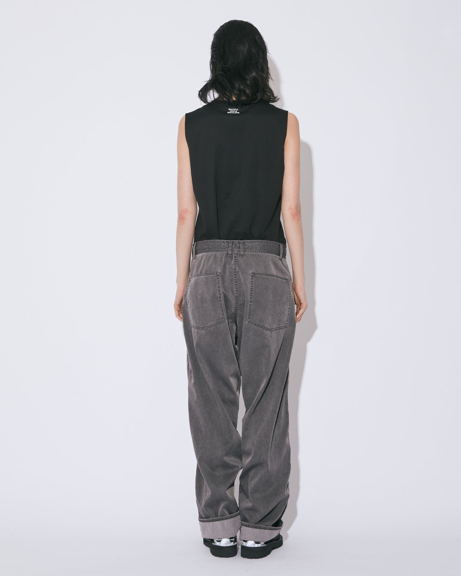 beautiful people パンツ（その他） グレー 0240825M0061 センタースリットワッフルフレアパンツ（グレージュ） | COPINE