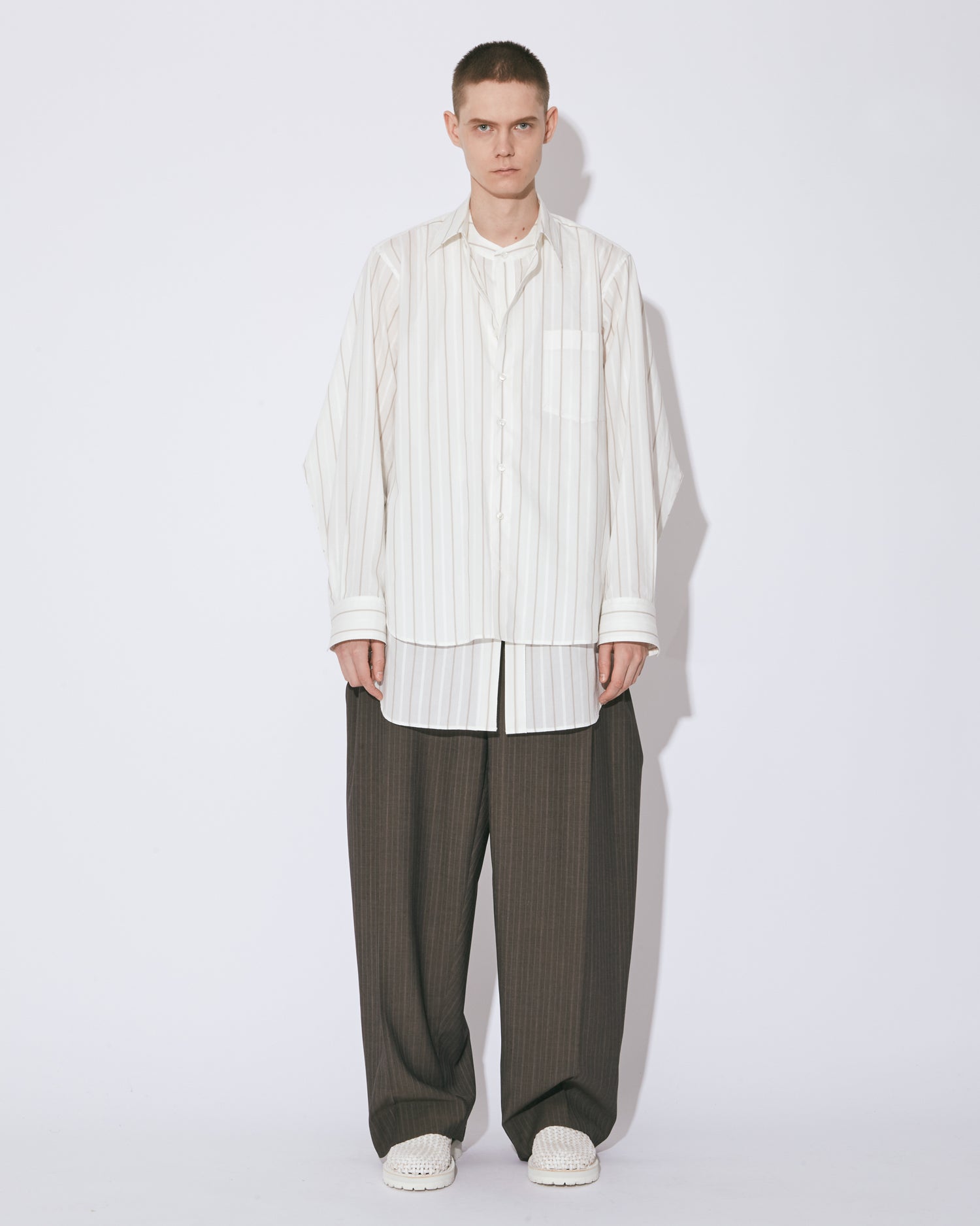 double-front cotton silk JQ stripe shirt – beautiful people