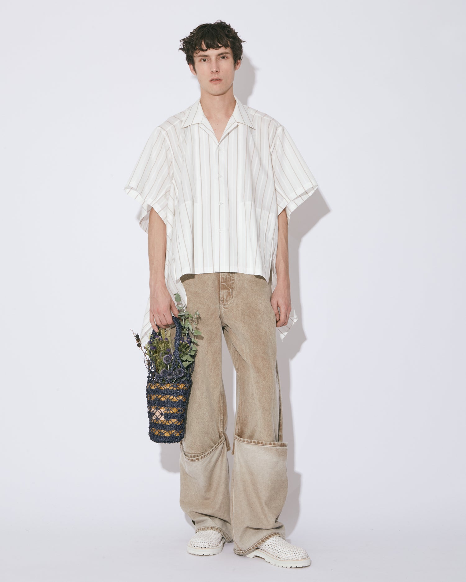 tropical wool mohair side tuck wide pants – beautiful people