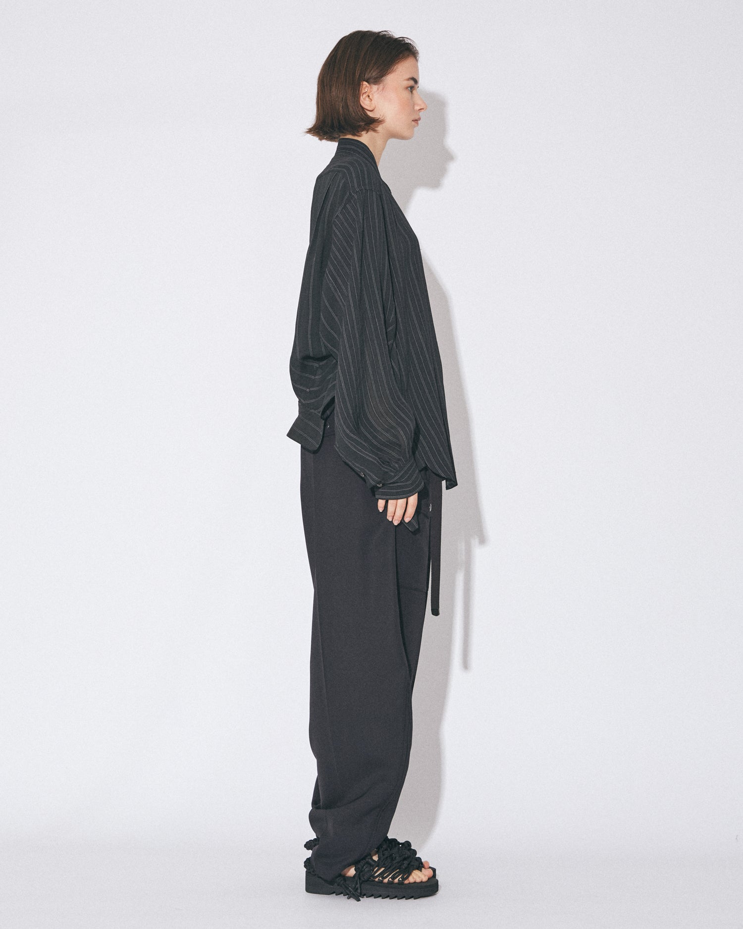 tropical wool mohair side tuck wide pants – beautiful people