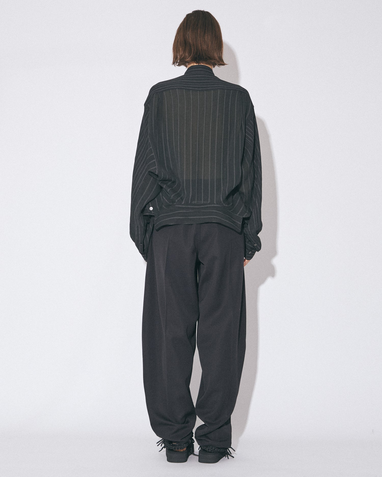 tropical wool mohair side tuck wide pants – beautiful people