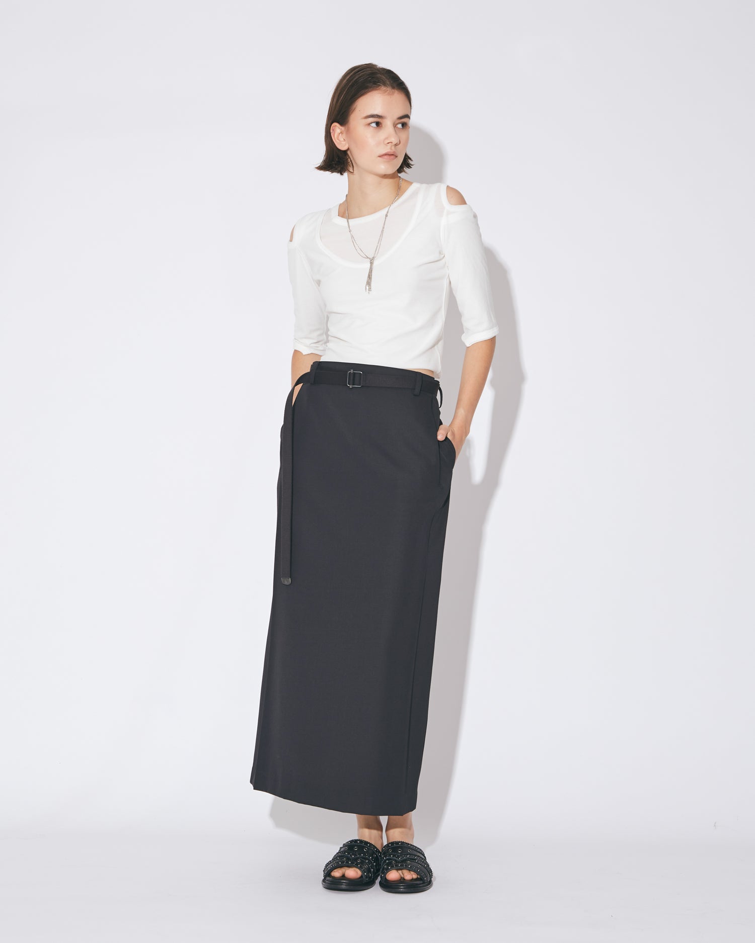 tropical wool mohair side tuck wide pants – beautiful people