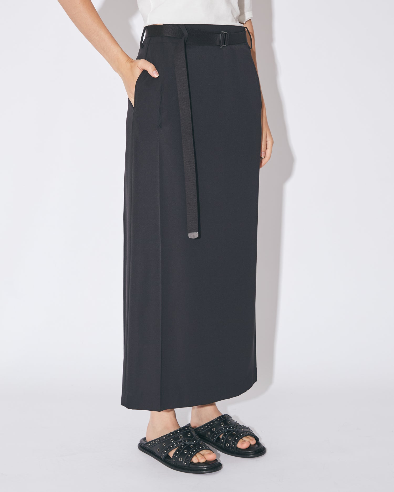 tropical wool mohair side tuck wide pants – beautiful people