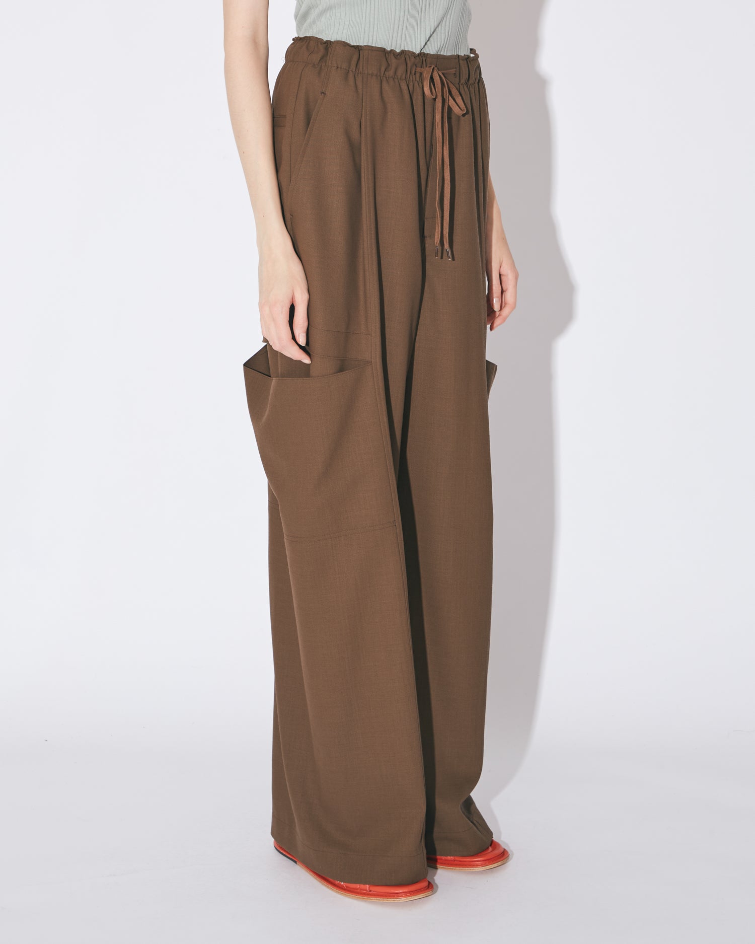 tropical wool mohair side tuck wide pants – beautiful people