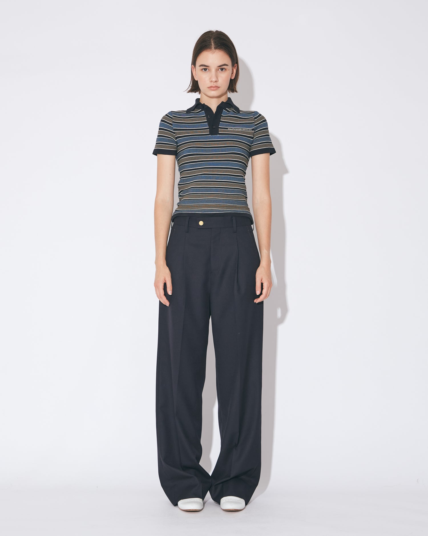 tropical wool mohair side tuck wide pants – beautiful people