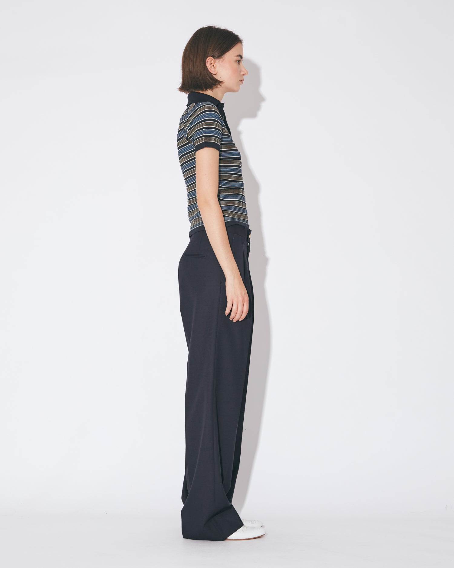 tropical wool mohair side tuck wide pants – beautiful people