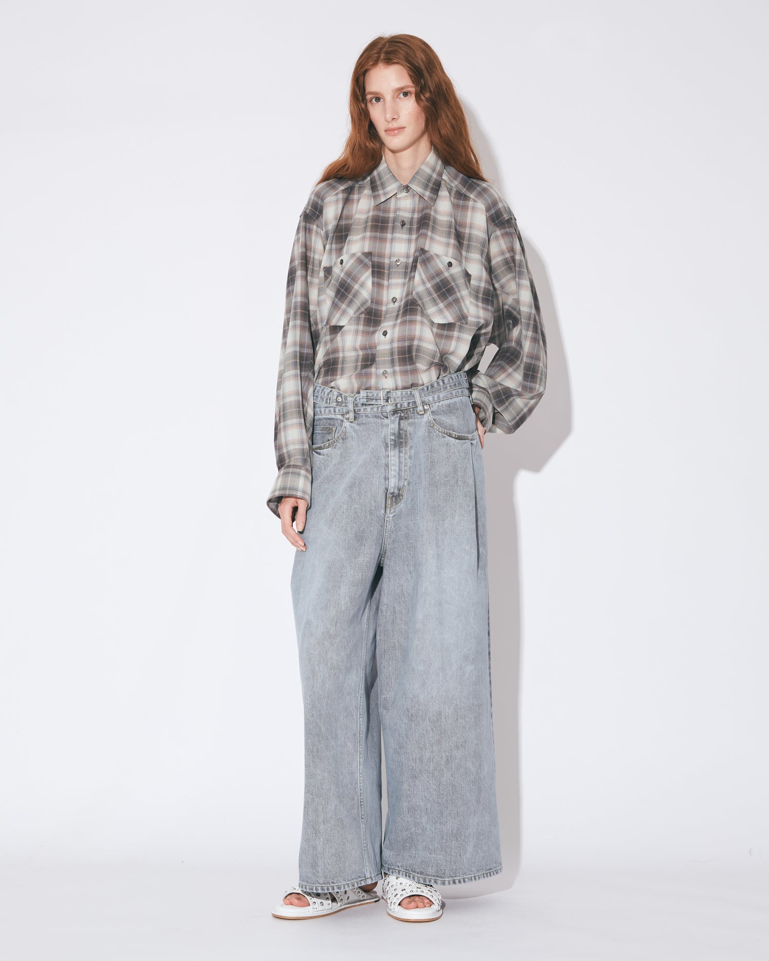 tropical wool mohair side tuck wide pants – beautiful people