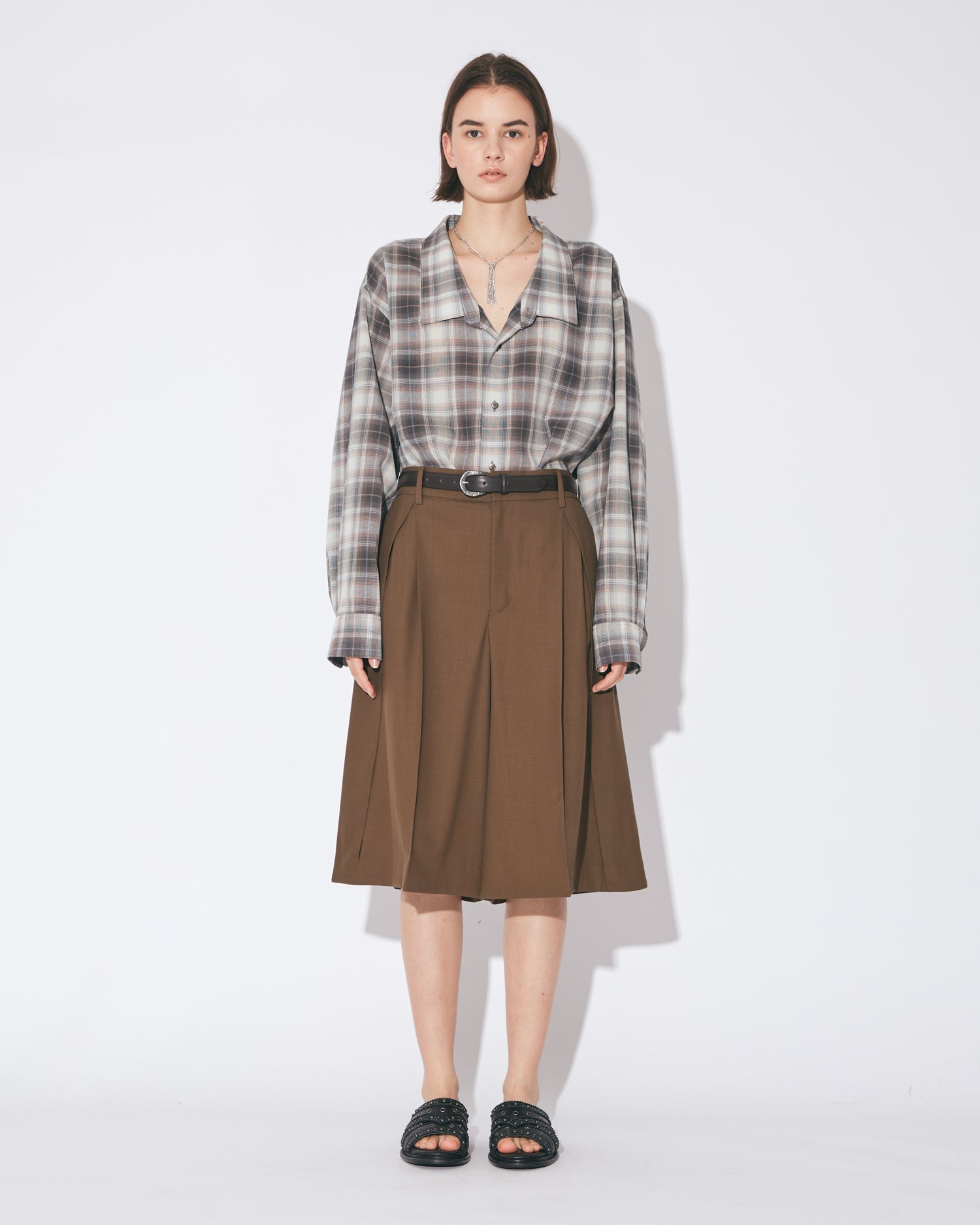 tropical wool mohair side tuck wide pants – beautiful people