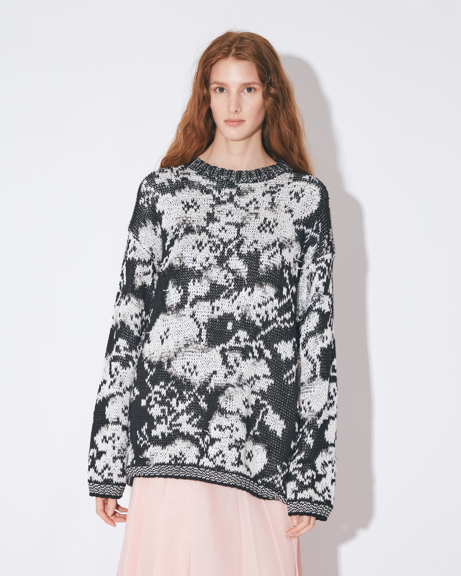 cotton flower damaged jacquard pullover – beautiful people online