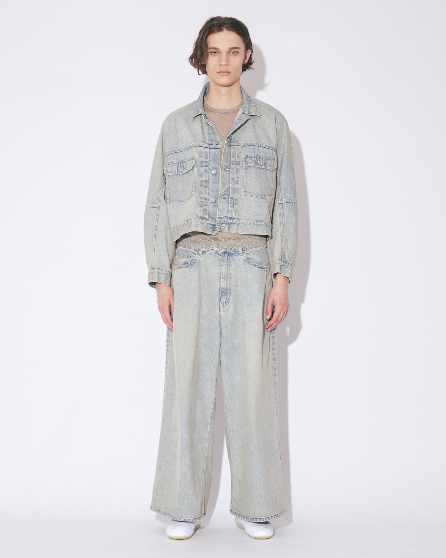 tropical wool mohair side tuck wide pants – beautiful people