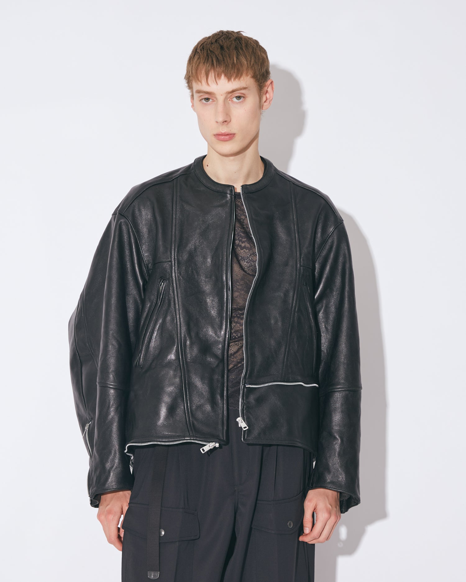 AW23] double-end vintage leather riders jacket – beautiful