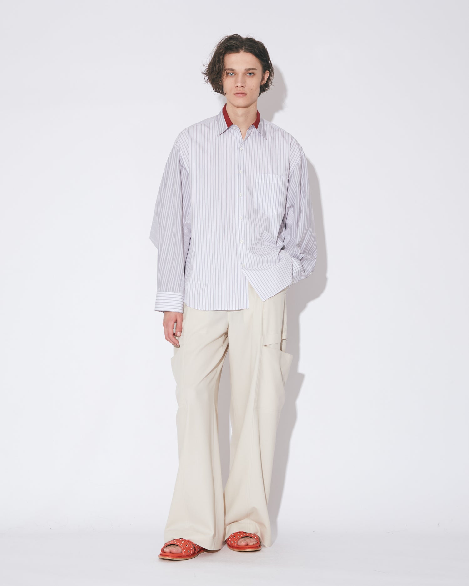 tropical wool mohair side tuck wide pants – beautiful people