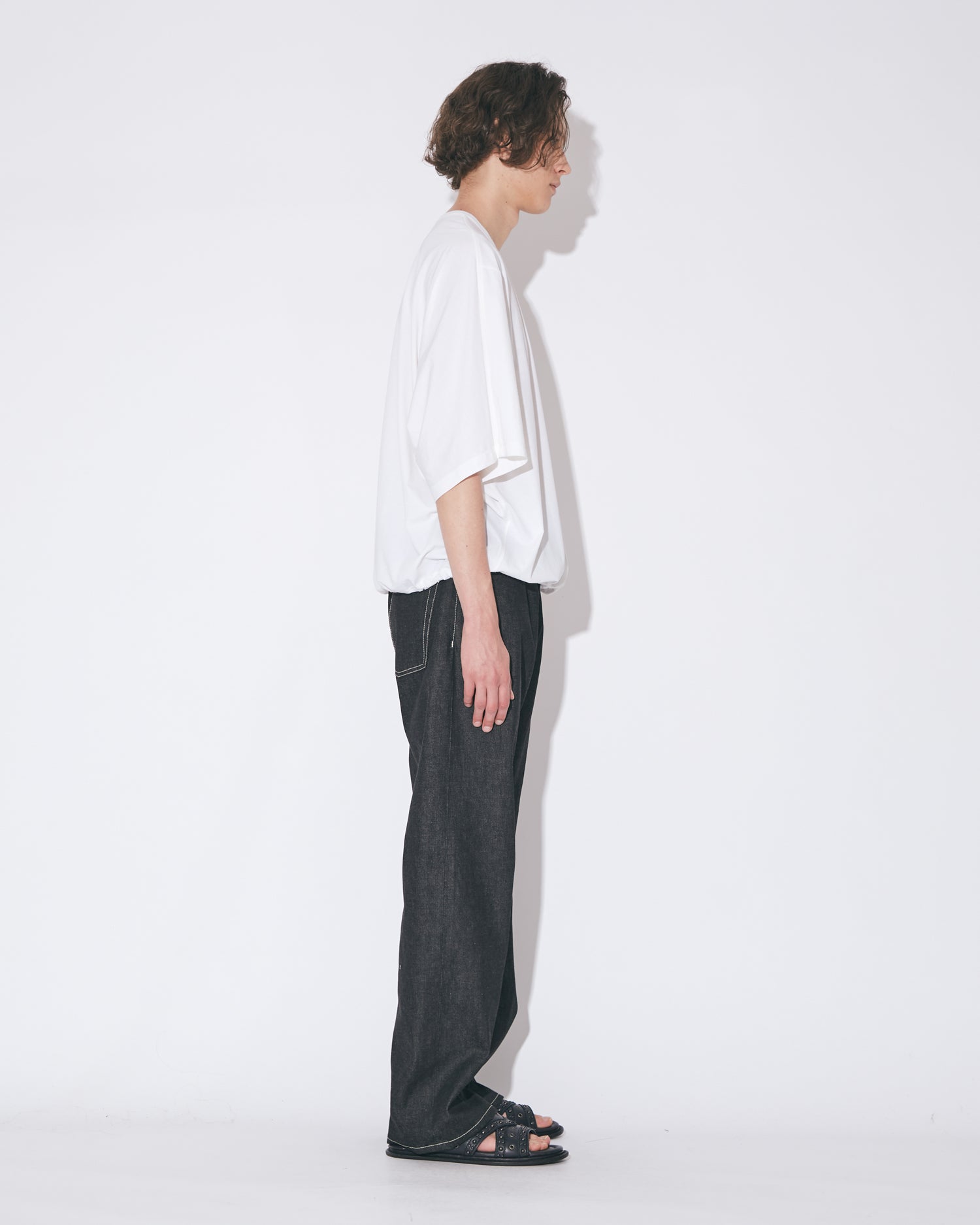 tropical wool mohair side tuck wide pants – beautiful people