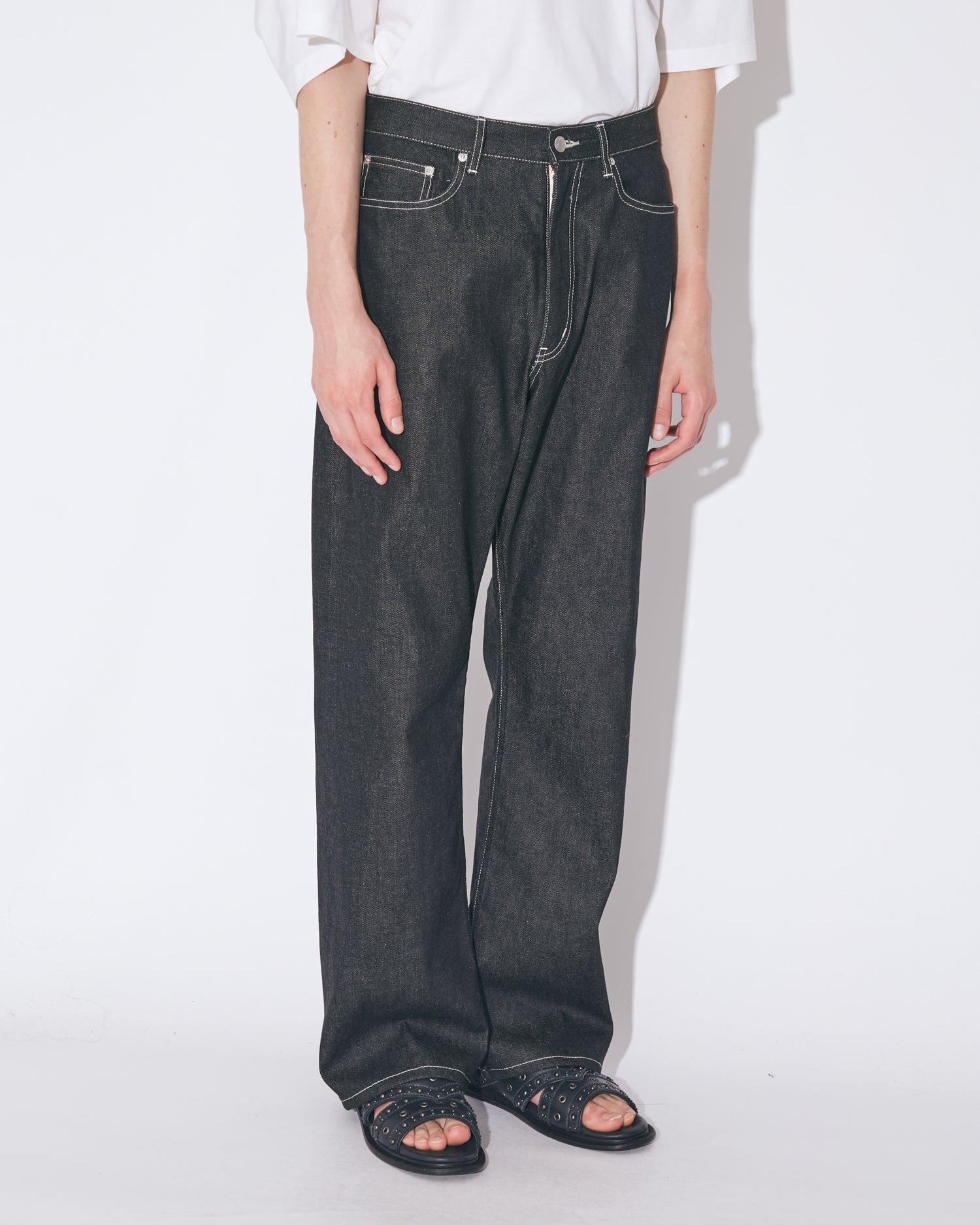 tropical wool mohair side tuck wide pants – beautiful people