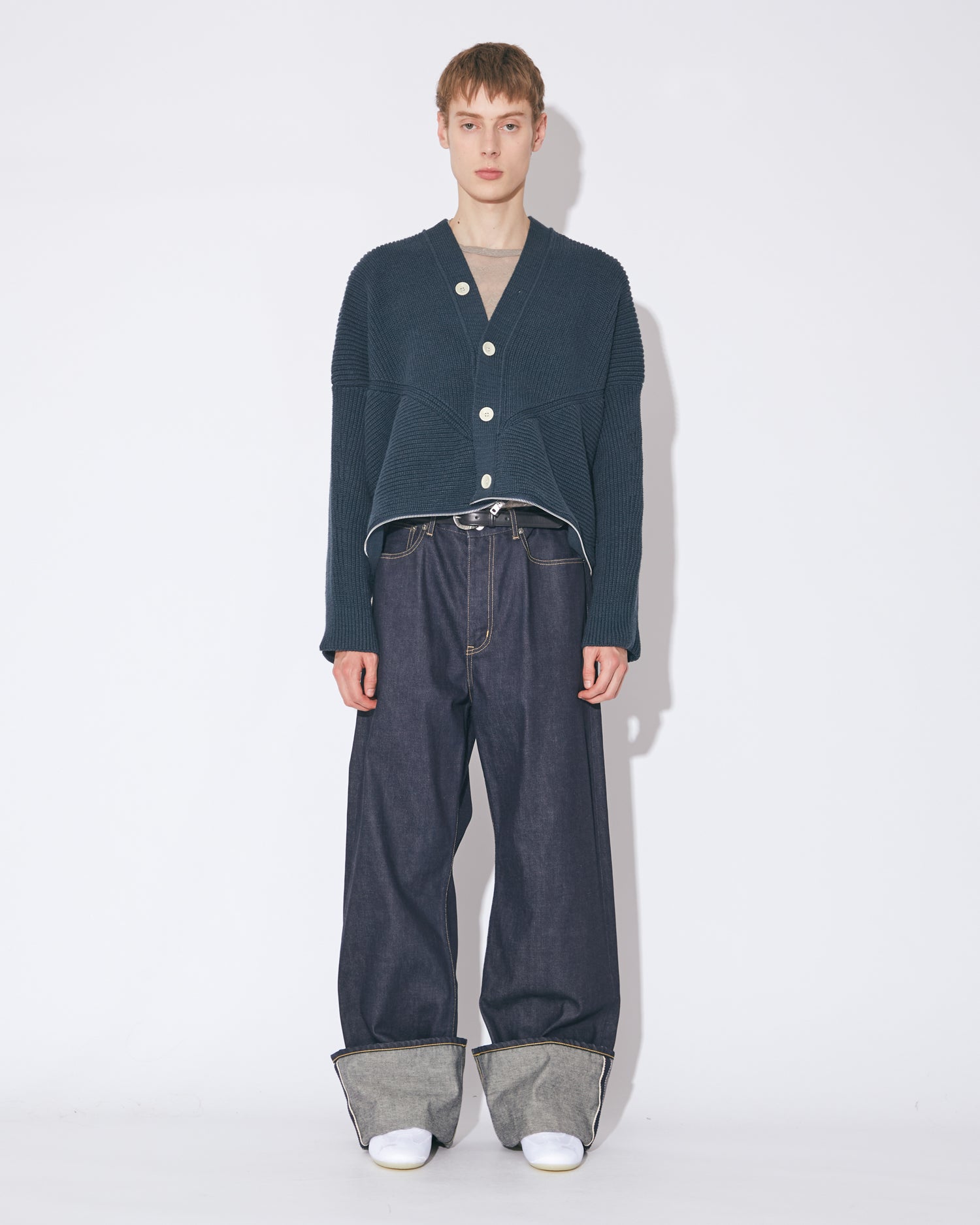 beautiful people カーディガン ネイビー double-end fluffed cotton cardigan – beautiful people online store